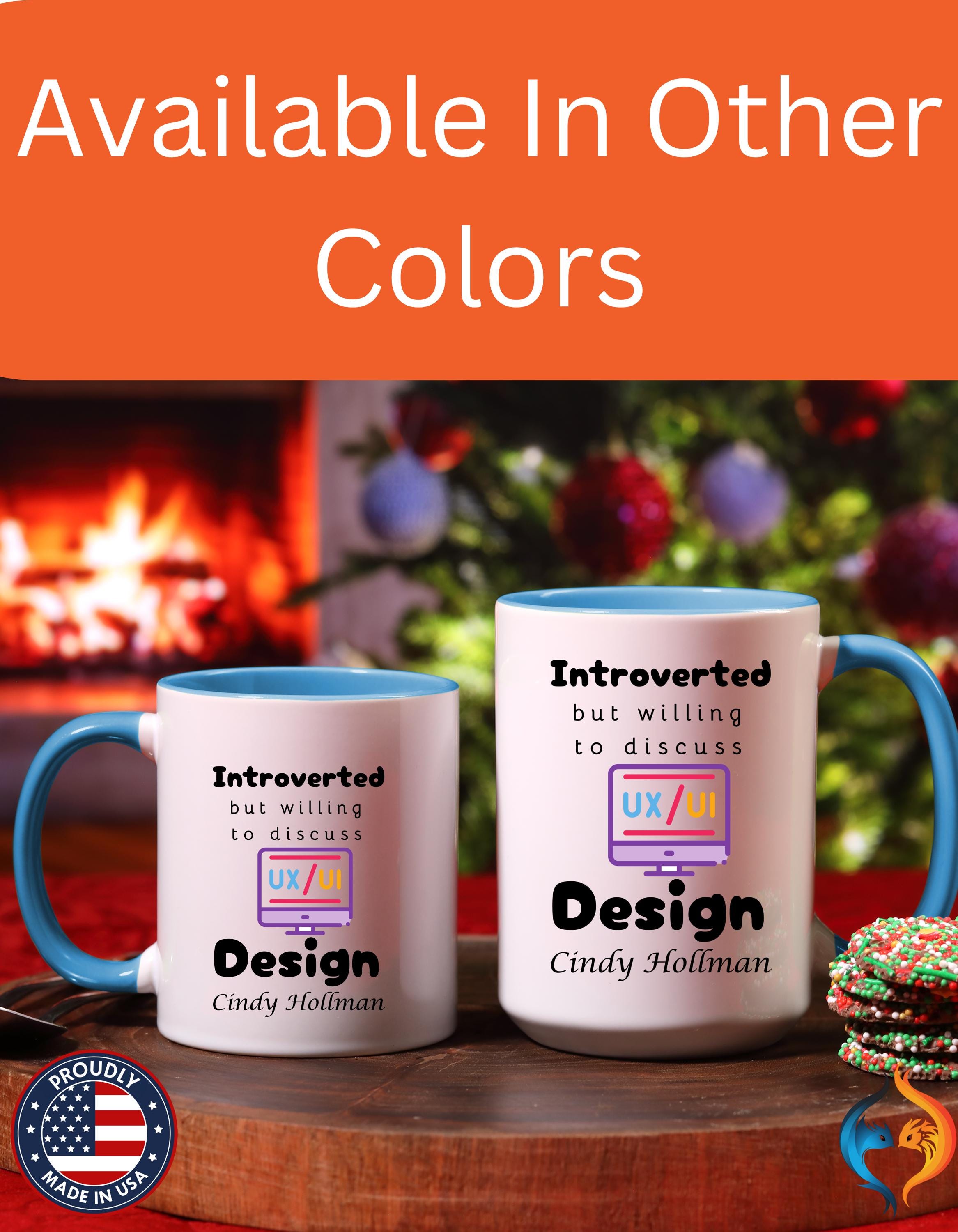 Funny Coffee Mug Introverted But Willing To Discuss Design Personalized Accent Mug (11oz, 15oz) For UI UX Graphic Designers, IT Geeks, Nerds