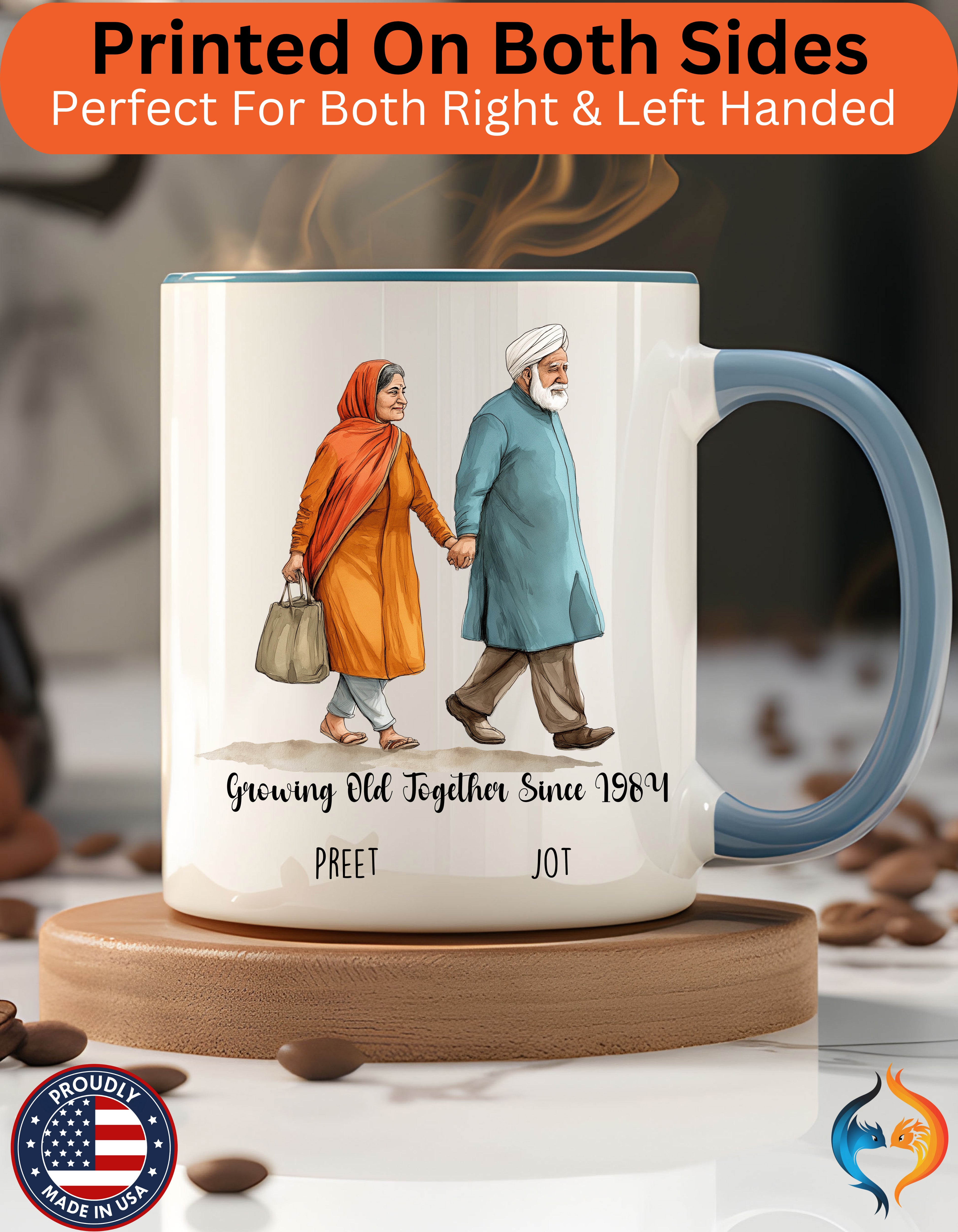 Growing Old Together Since Couple , Anniversary, Wedding Mug Lifestyle Mockup | Nutty Designs