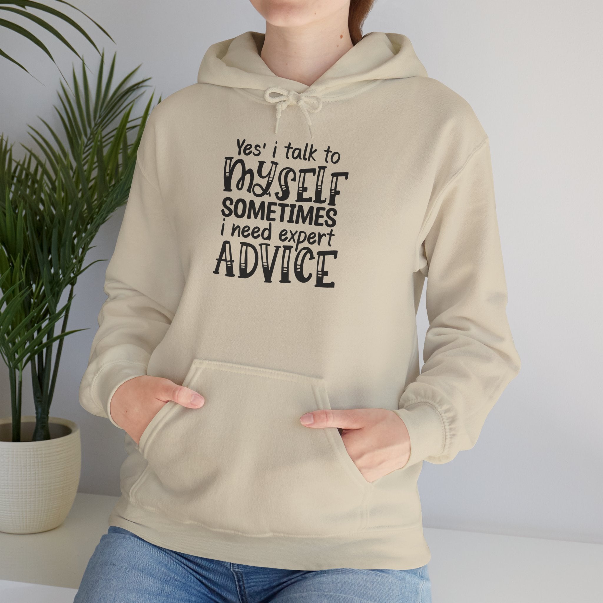 Hoodie - "Yes I Talk To Myself Sometimes I Need Expert Advice" Funny Self-Talk Pullover