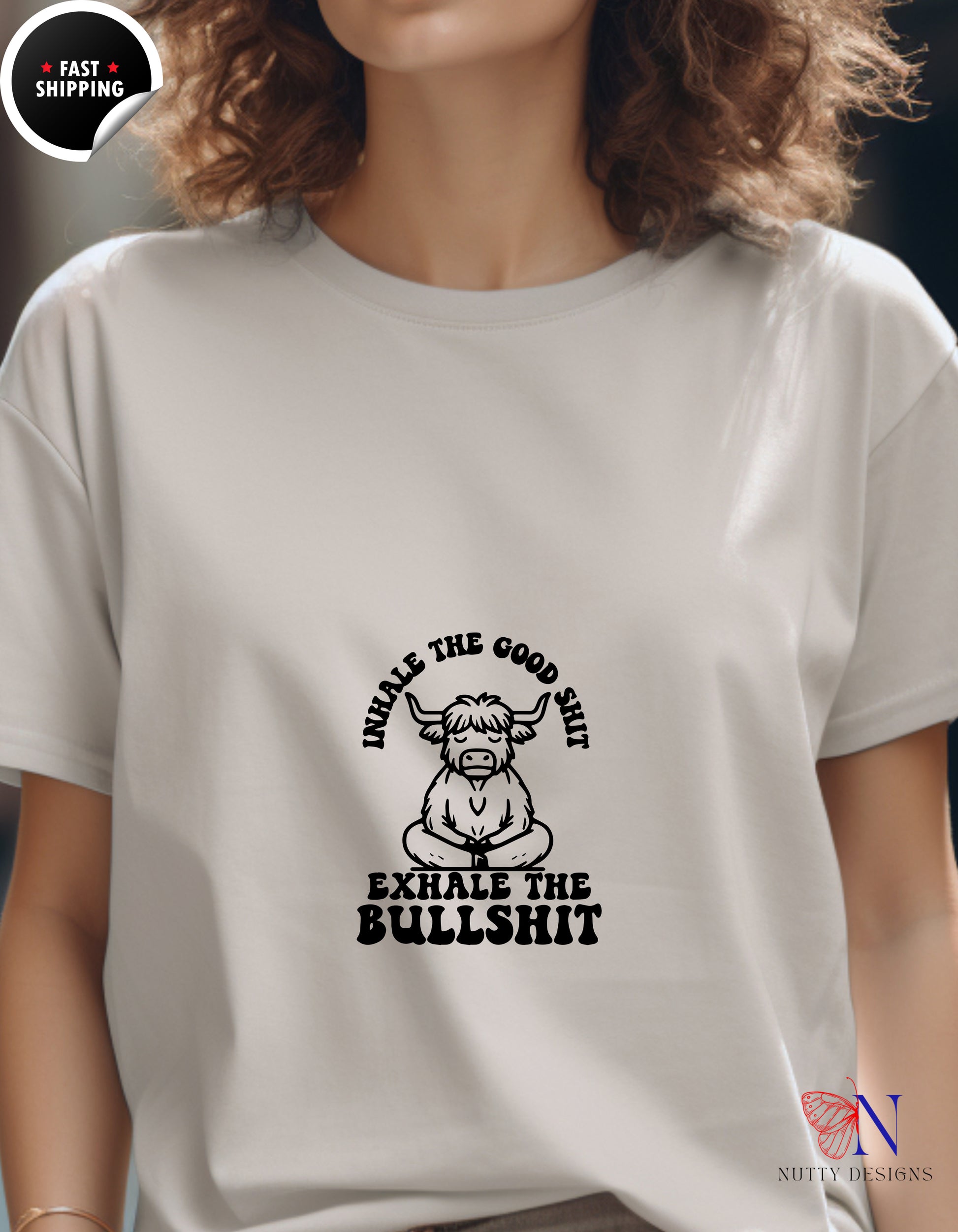 Mindful Cow — "Inhale the Good Shit, Exhale the Bullshit" Hoodie Product Photo | Nutty Designs