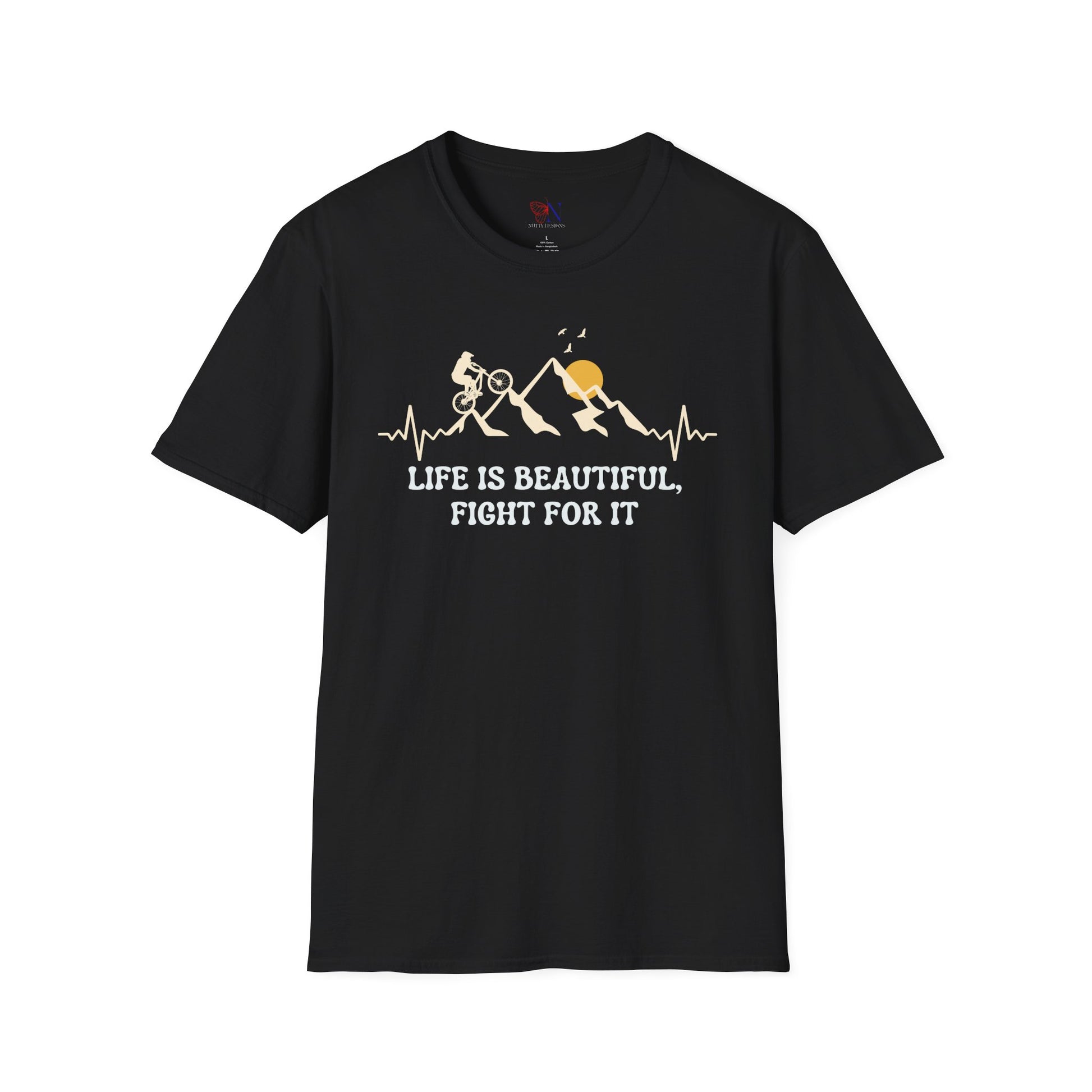 Life is Beautiful, Fight For It, motivational T-Shirt Lifestyle Mockup | Nutty Designs