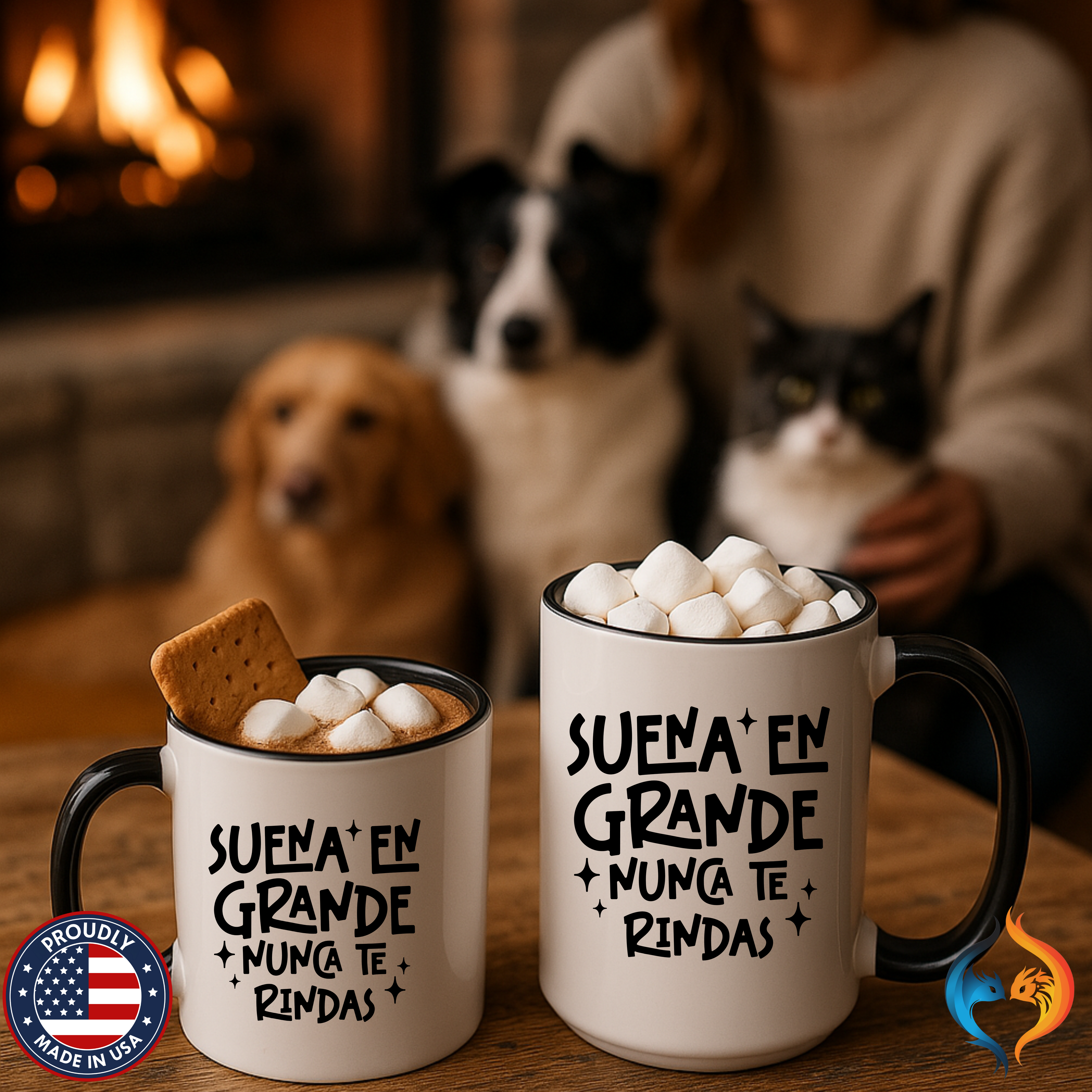 Suena En Grande Nunca Te Rindas Mug Lifestyle Mockup | Nutty Designs