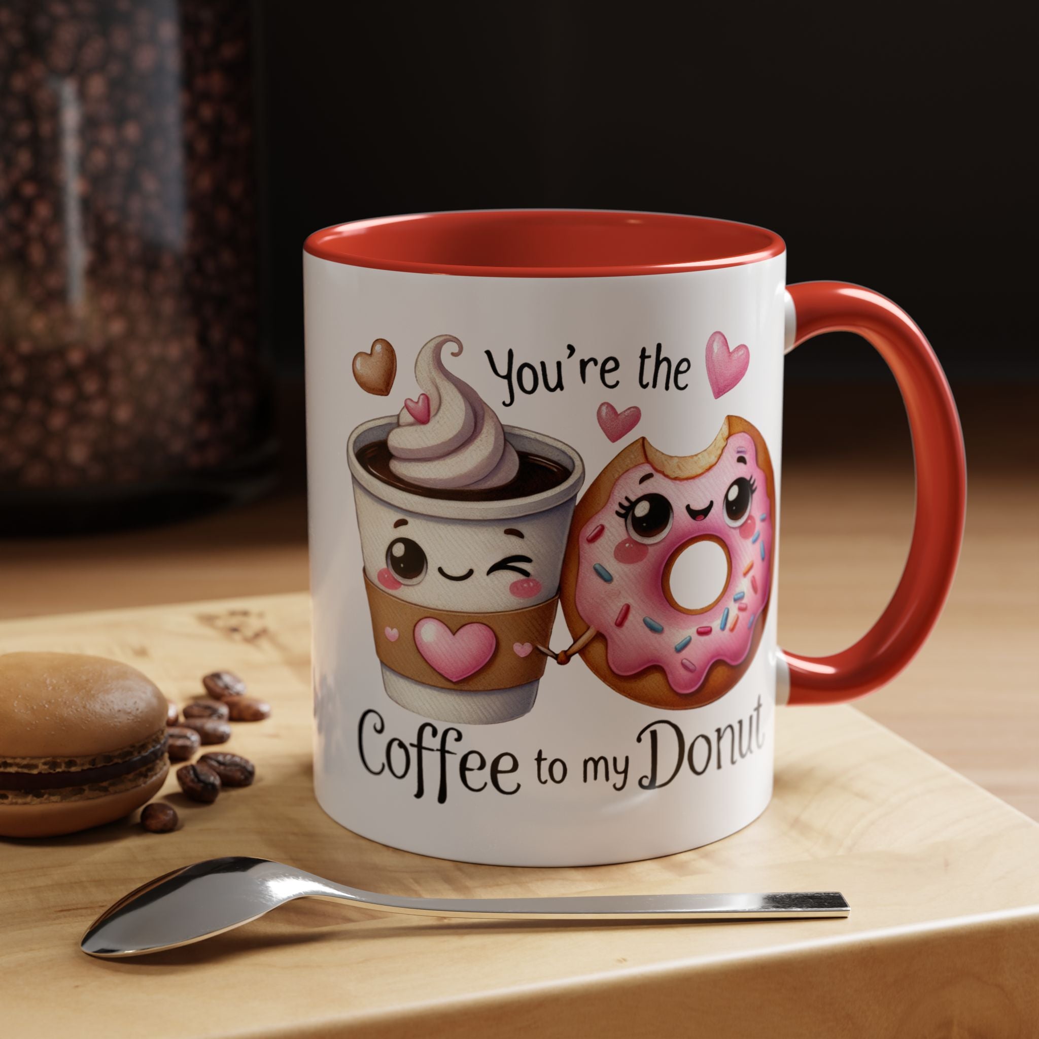 You Are The Coffee To My Donut Personalized Romantic Mug Accent Cup 11/15oz, Anniversary Wedding Valentines Custom Gift Him her Spouse BF GF