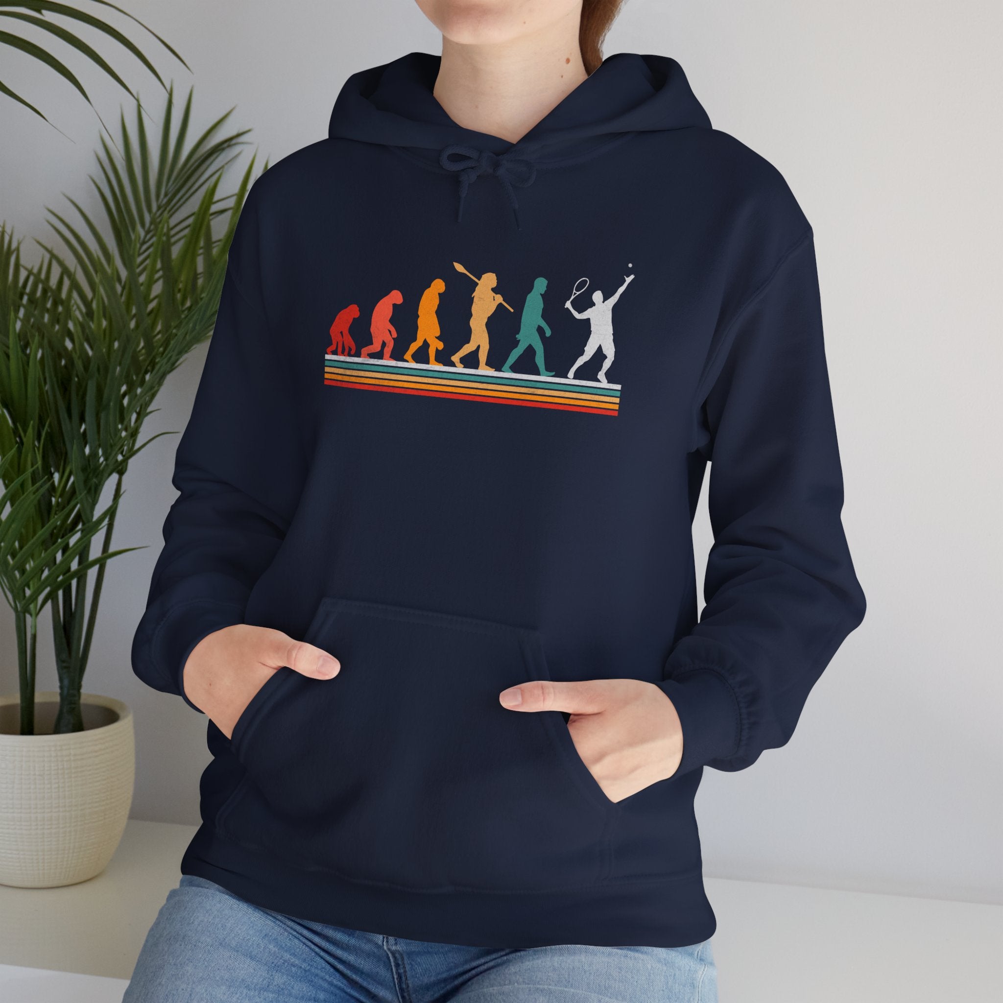 Evolution of Badminton Hoodie – Retro Rainbow Dance Silhouette Sweatshirt