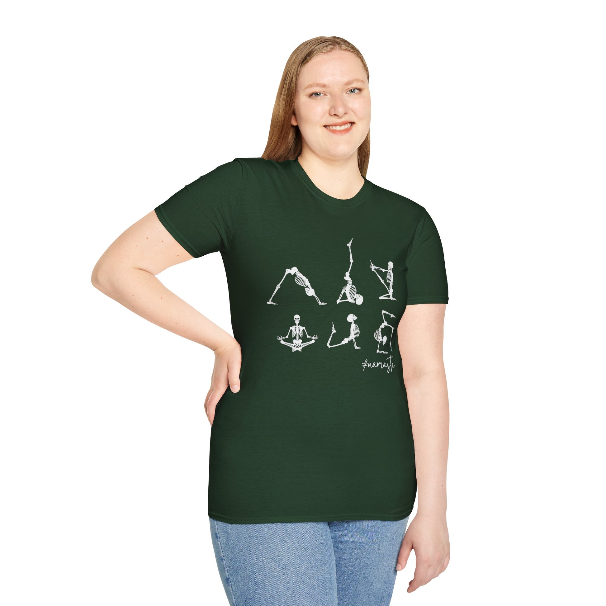 Namaste , Skeleton Doing Yoga T-Shirt Lifestyle Mockup | Nutty Designs