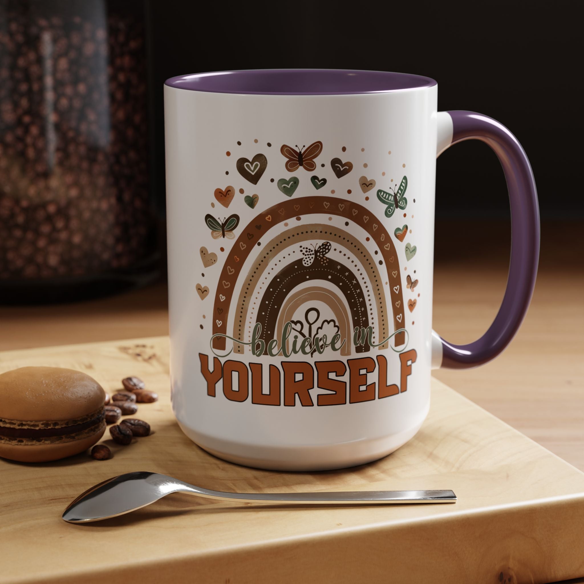 Personalized Mug, Believe In Yourself Accent Coffee Cup (11, 15oz), Gift Under 20, White Elephant, Inspirational, Motivational gift