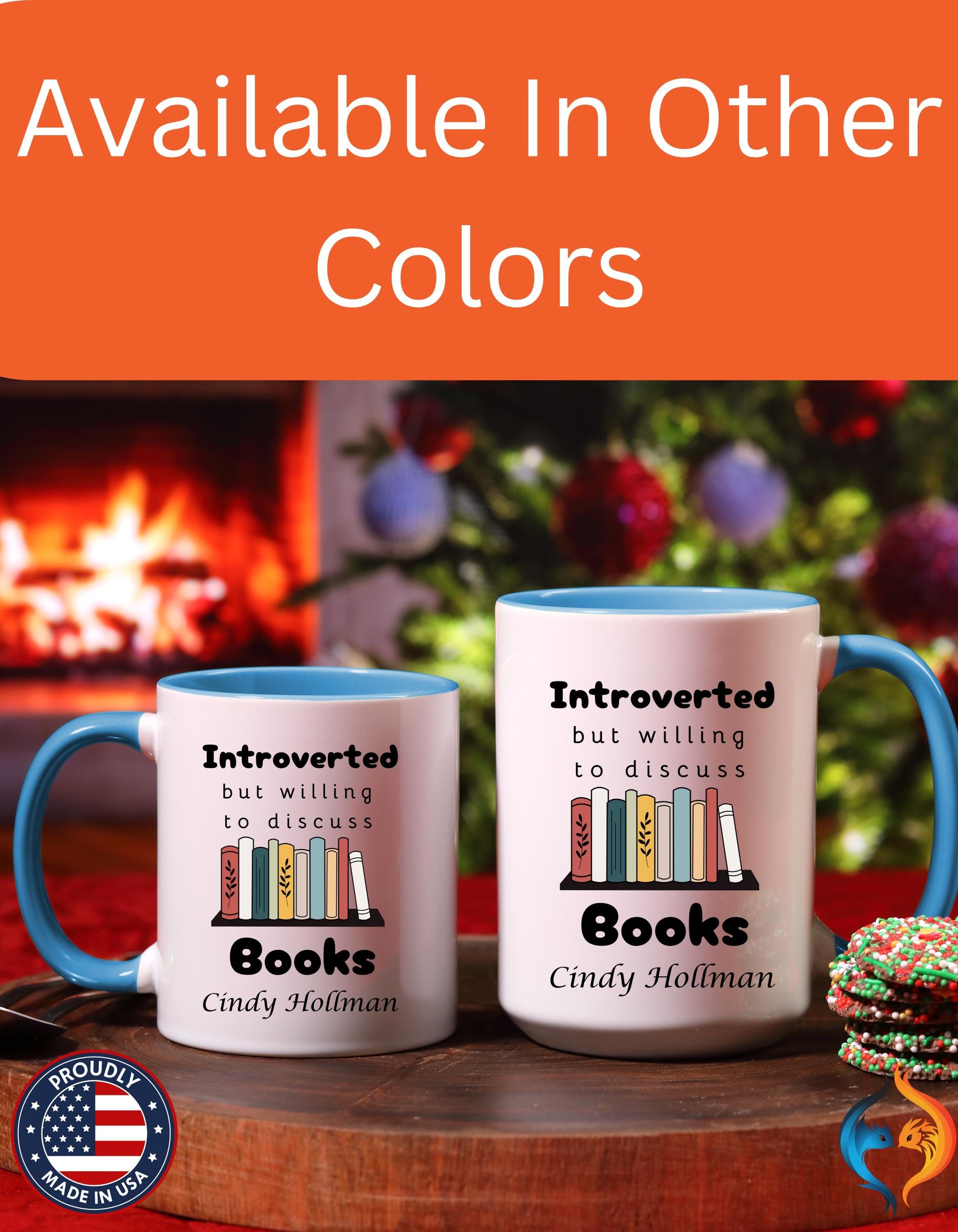 Customizable mug, funny coffee mug, Introverted But Willing To Discuss Books Personalized Accent Coffee cup (11oz, 15oz), gift under 20