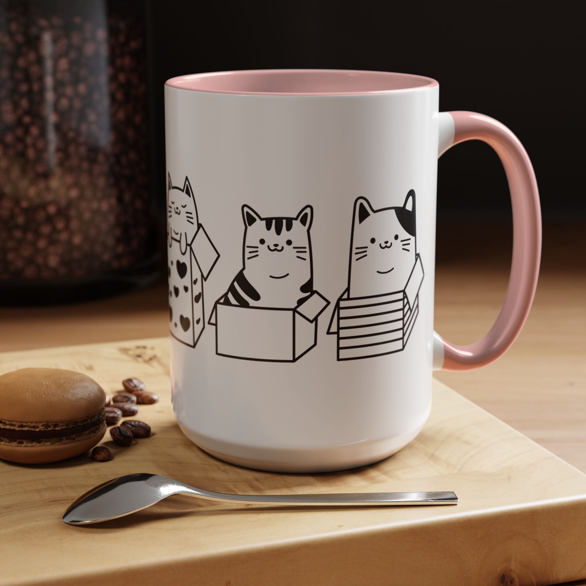 Funny Coffee Mug, Personalized Mug, Boxes Full Of Cats Accent Coffee Cup (11, 15oz), Gift Under 20, White Elephant, Cat & pet lover gift