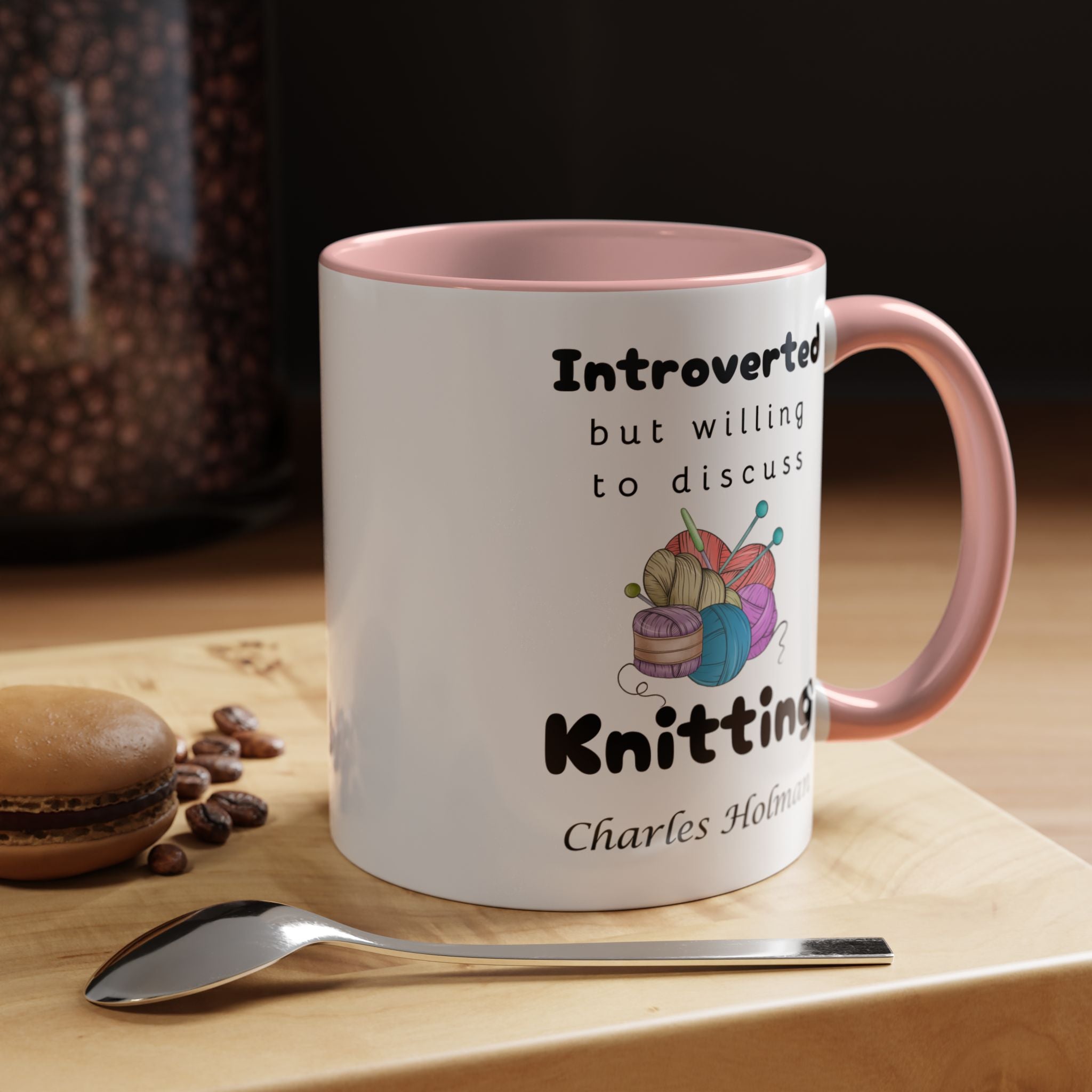 Funny Coffee Mug, Introverted But Willing To Discuss Knitting Personalized Accent Coffee Mug (11 and 15oz)