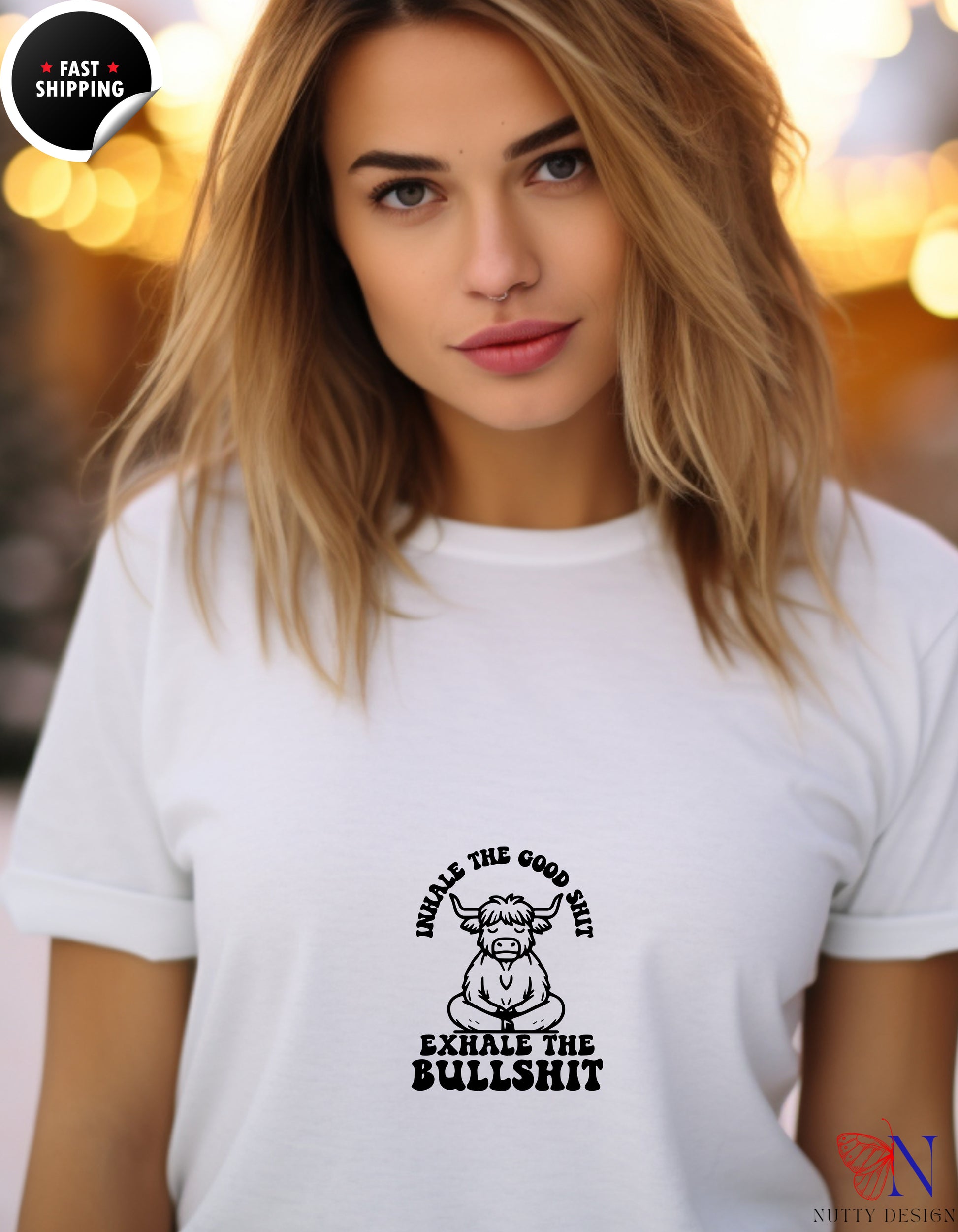 Mindful Cow — "Inhale the Good Shit, Exhale the Bullshit" Hoodie Product Photo | Nutty Designs