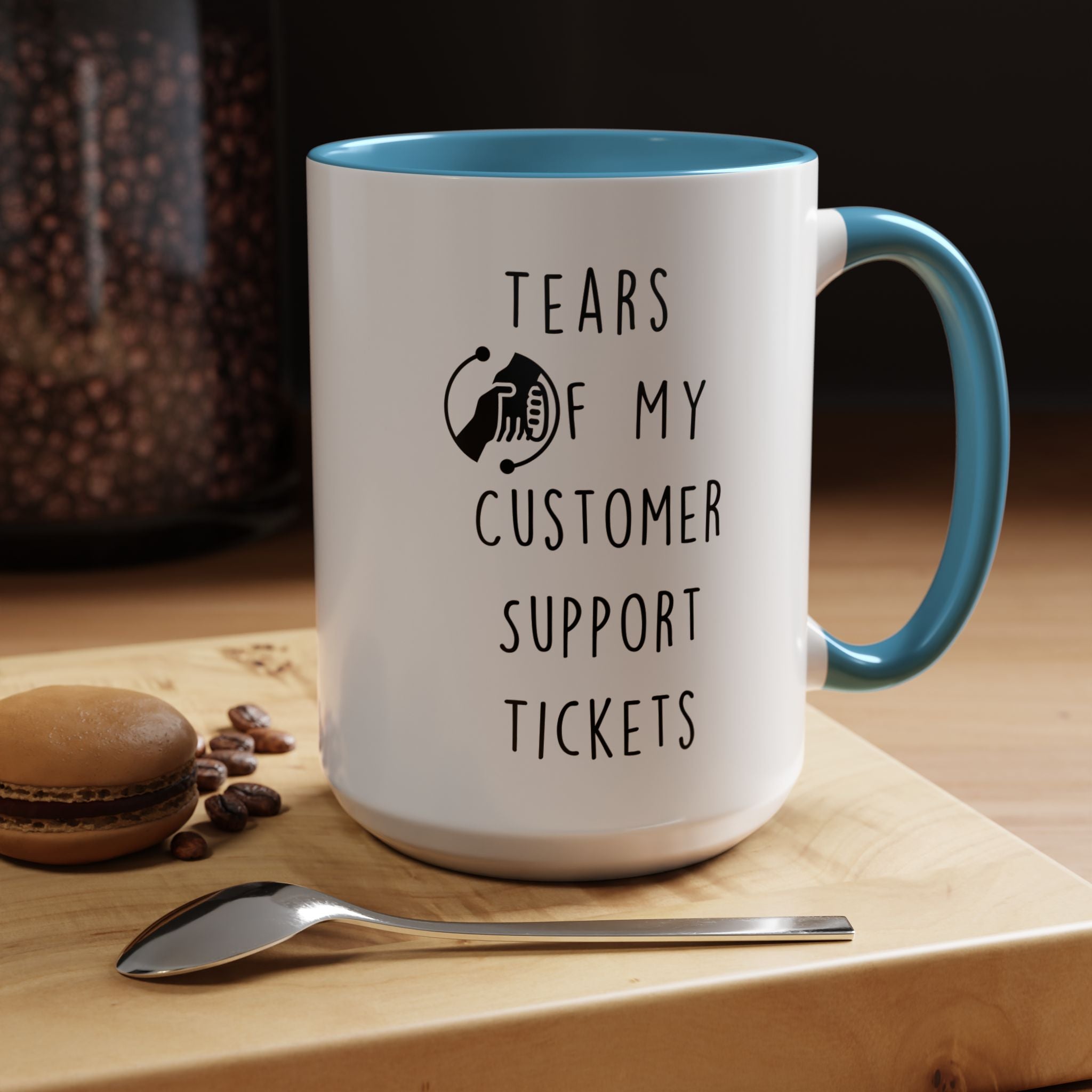Funny Coffee Mug, Personalized Mug, Tears Of My Customer Support Tickets, Accent Cup (11, 15oz), Sarcastic Mug,  Tea Cup, Gift Under 20