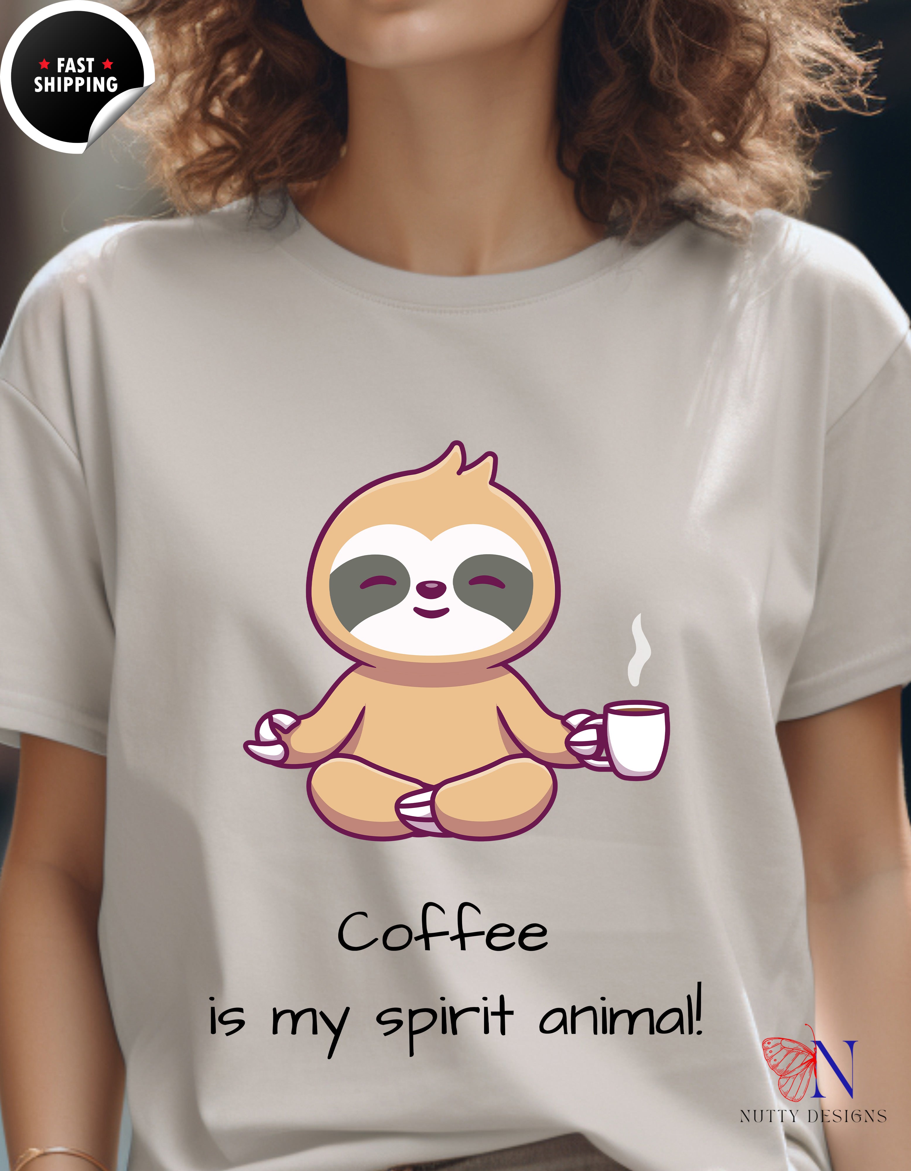 Coffee Is My Spirit Animal funny tshirt, Cute Coffee Shirt, Coffee T-Shirt, Coffee Tee, Brunch Shirt, Women's/ Mom Coffee Shirt