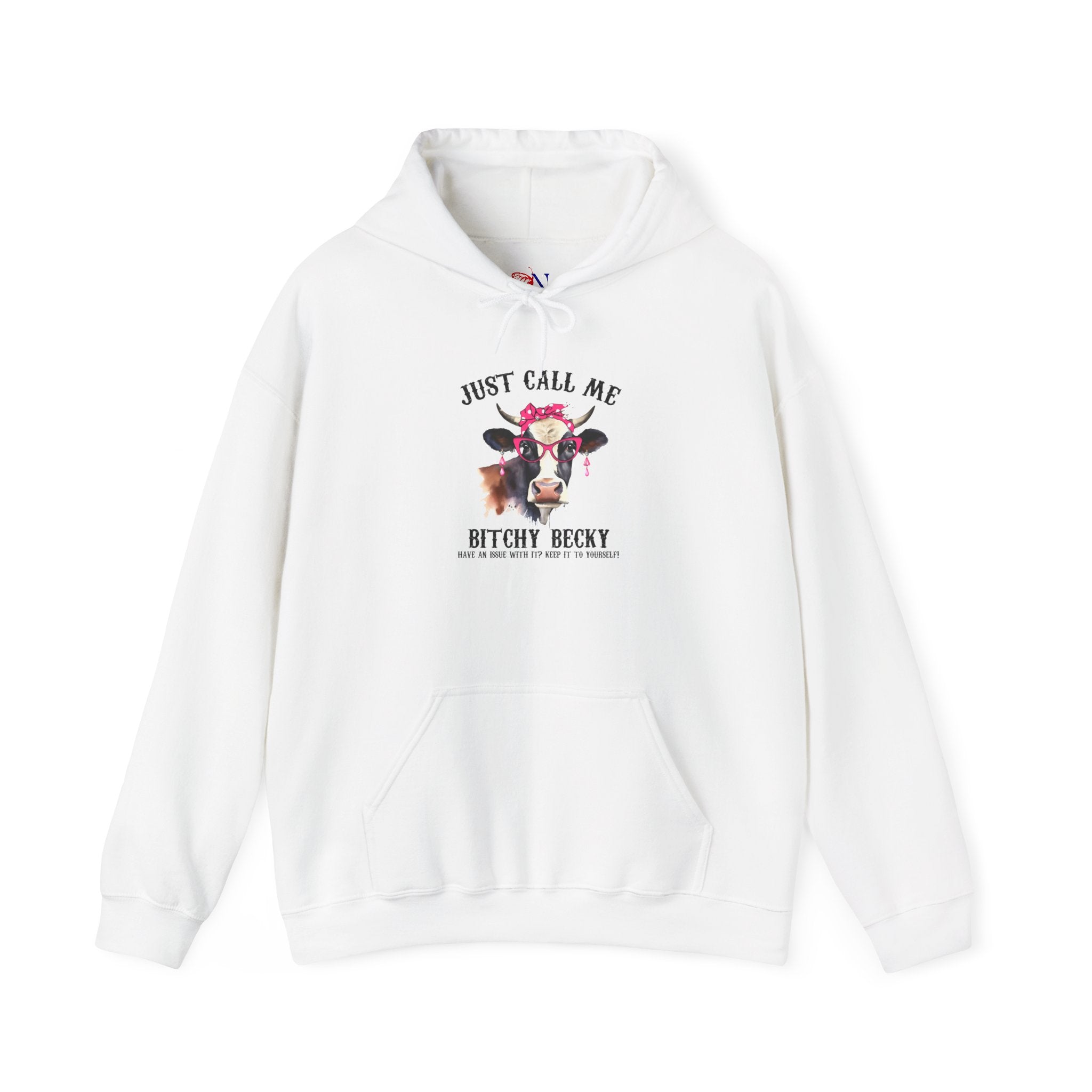 Cow Graphic Hoodie — "Just Call Me Bitchy Becky" Funny Cow Lover Sweatshirt