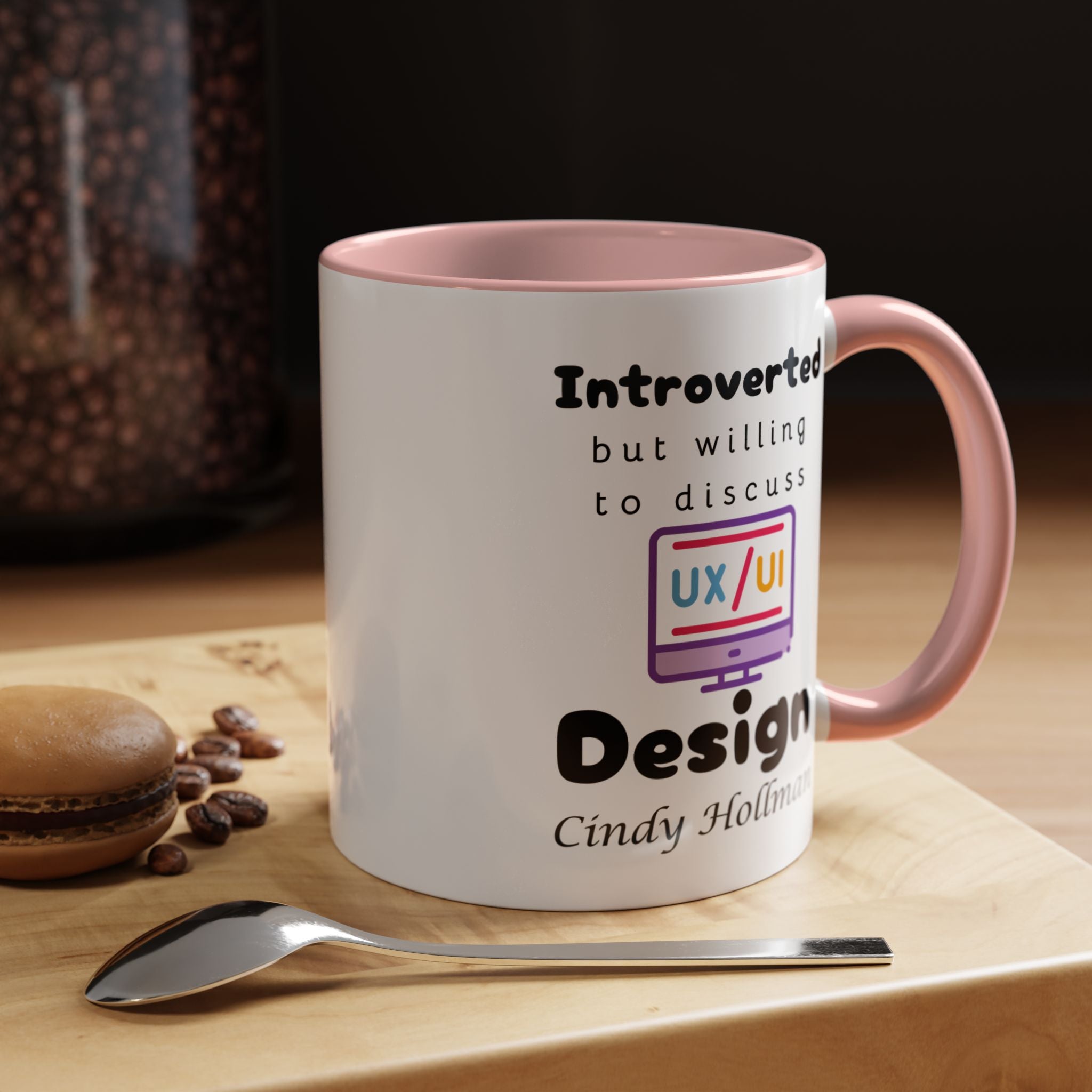 Introverted But Willing To Discuss Design Personalized Accent Coffee Mug (11 and 15oz) For UI UX Graphic Designers, IT Geeks, Nerds