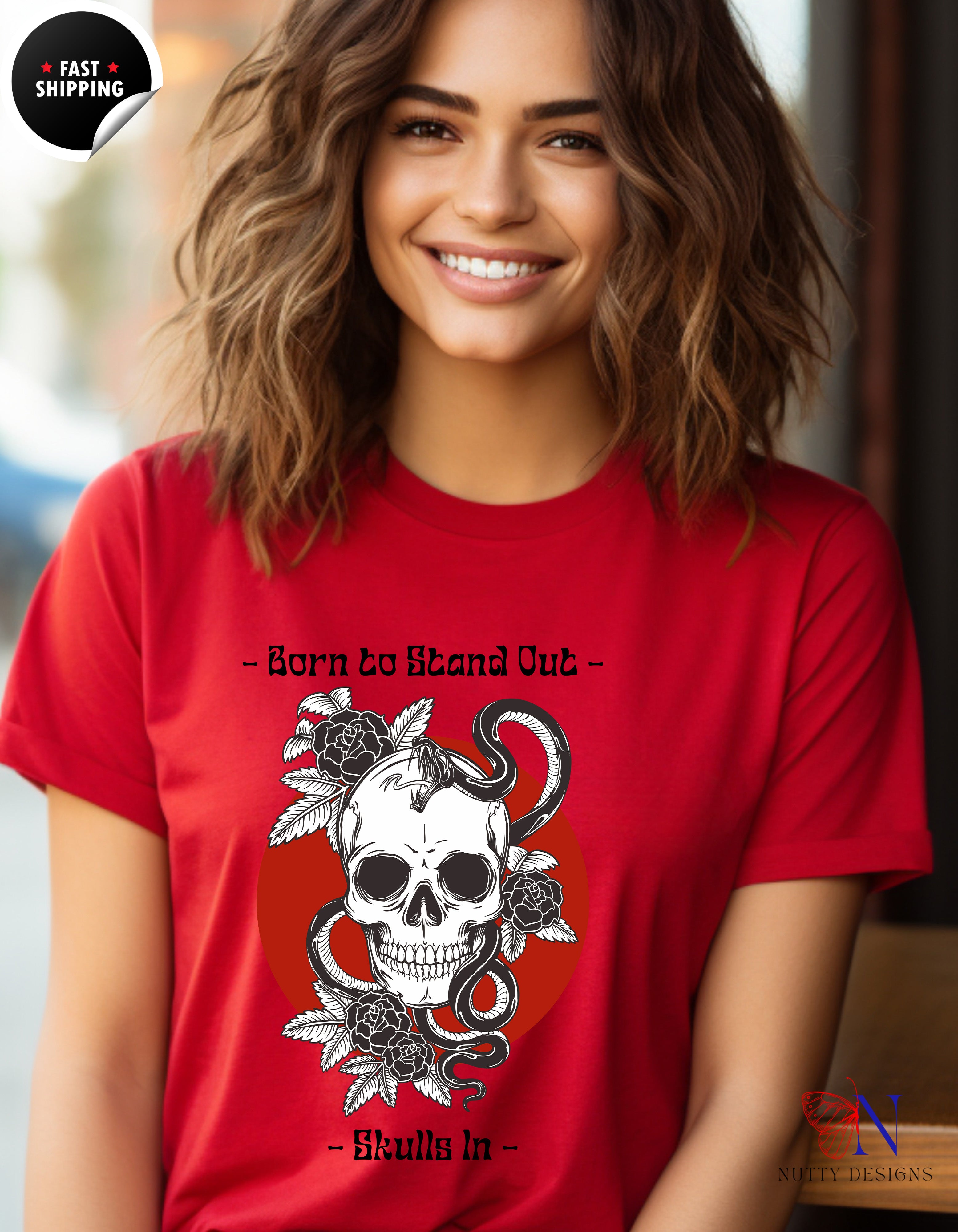 Born To Stand Out Skulls In T-Shirt Product Photo | Nutty Designs