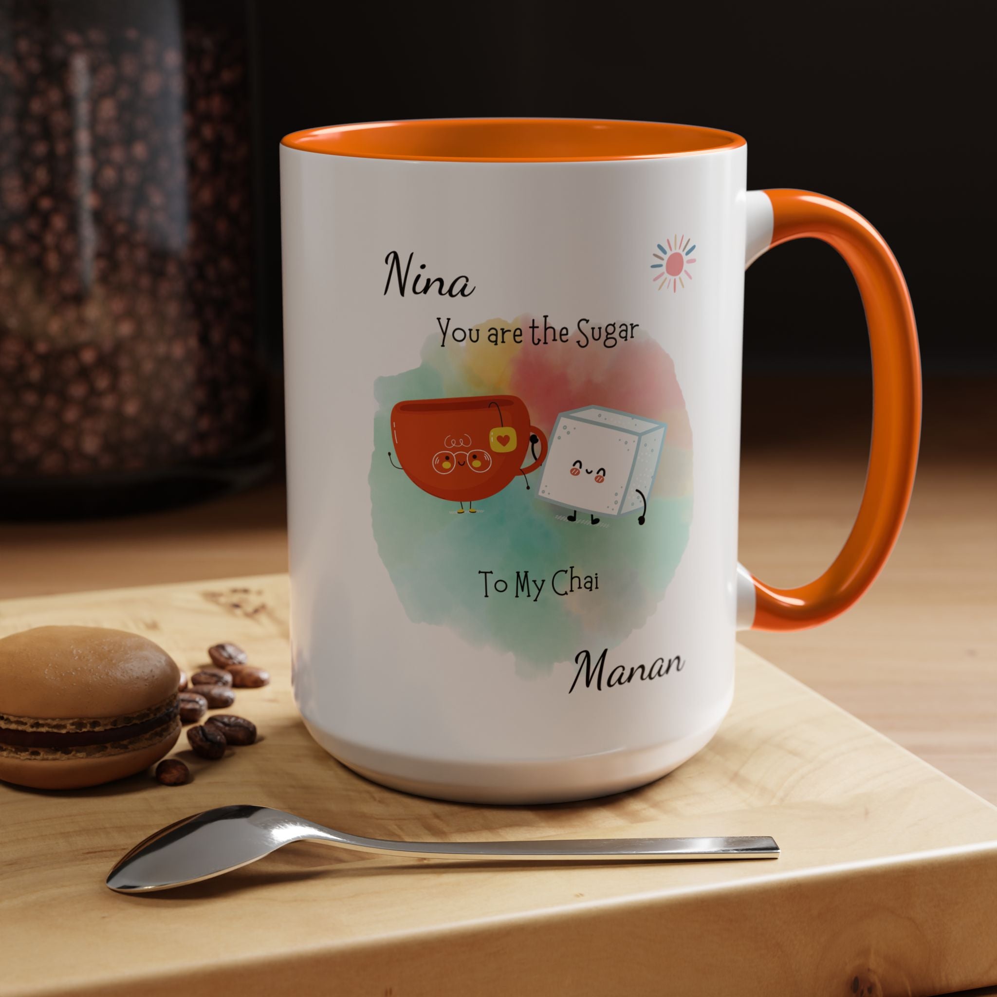 You Are The Sugar To My Chai Personalized Romantic Mug Accent Cup 11/15oz, Anniversary Wedding Valentines Custom Gift Him her Spouse BF GF