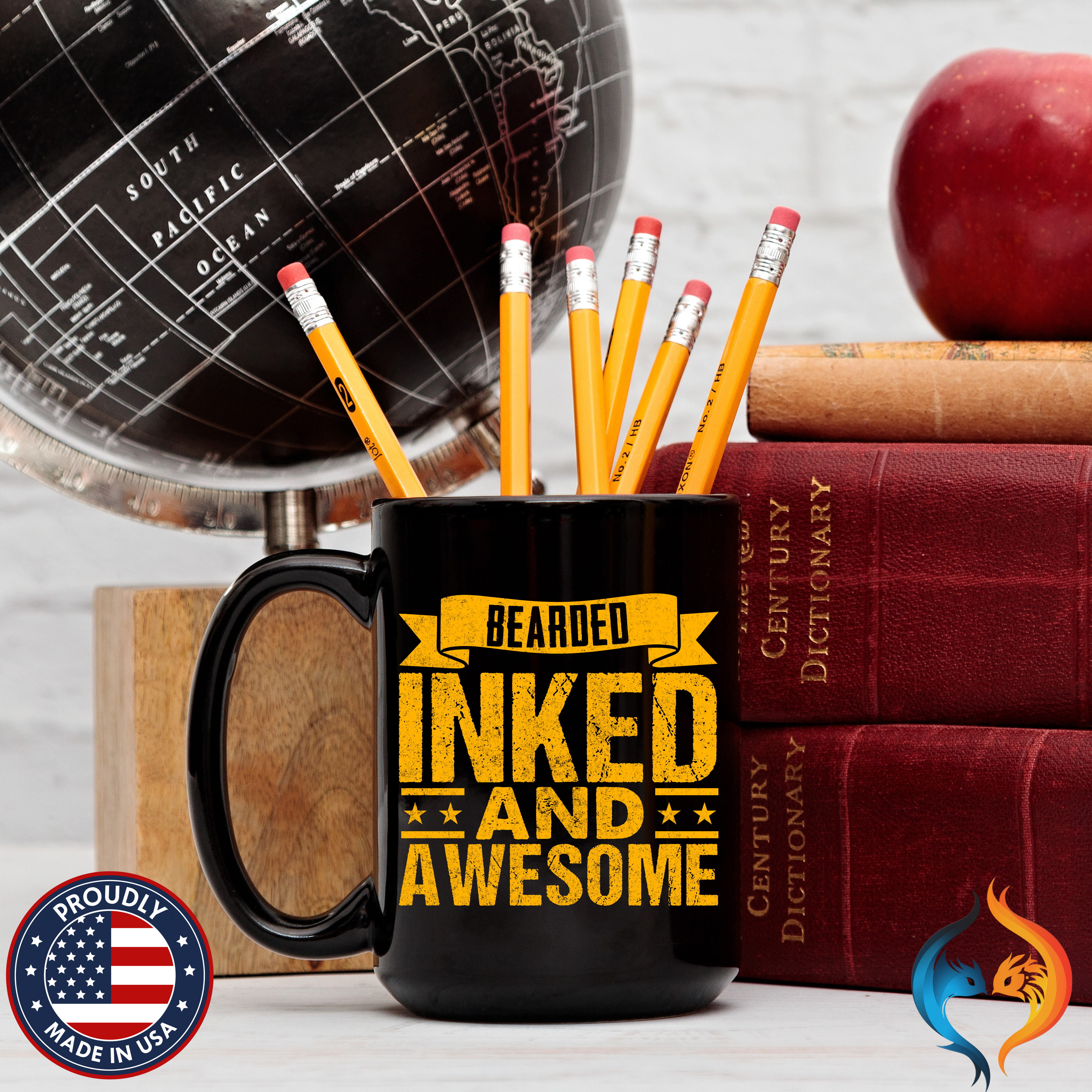 Bearded Inked and Awesome | Funny Coffee Mug, Sarcastic Tea Cup, Unique Gift Idea