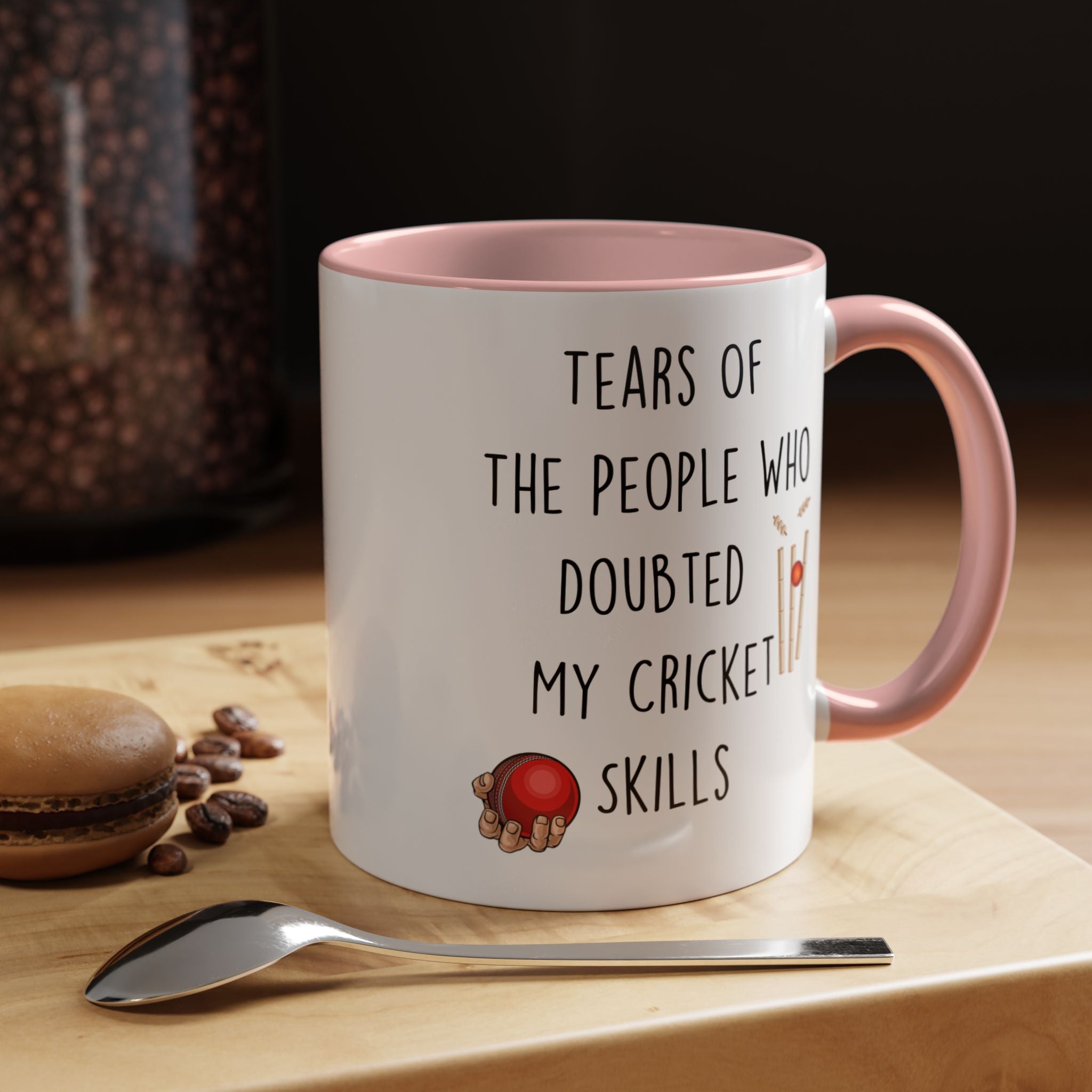 Funny Coffee Mug, Personalized Mug, Tears Of The People Who Doubted My Cricket Skills Accent Cup (11, 15oz), Sarcastic Mug, Gift Under 20