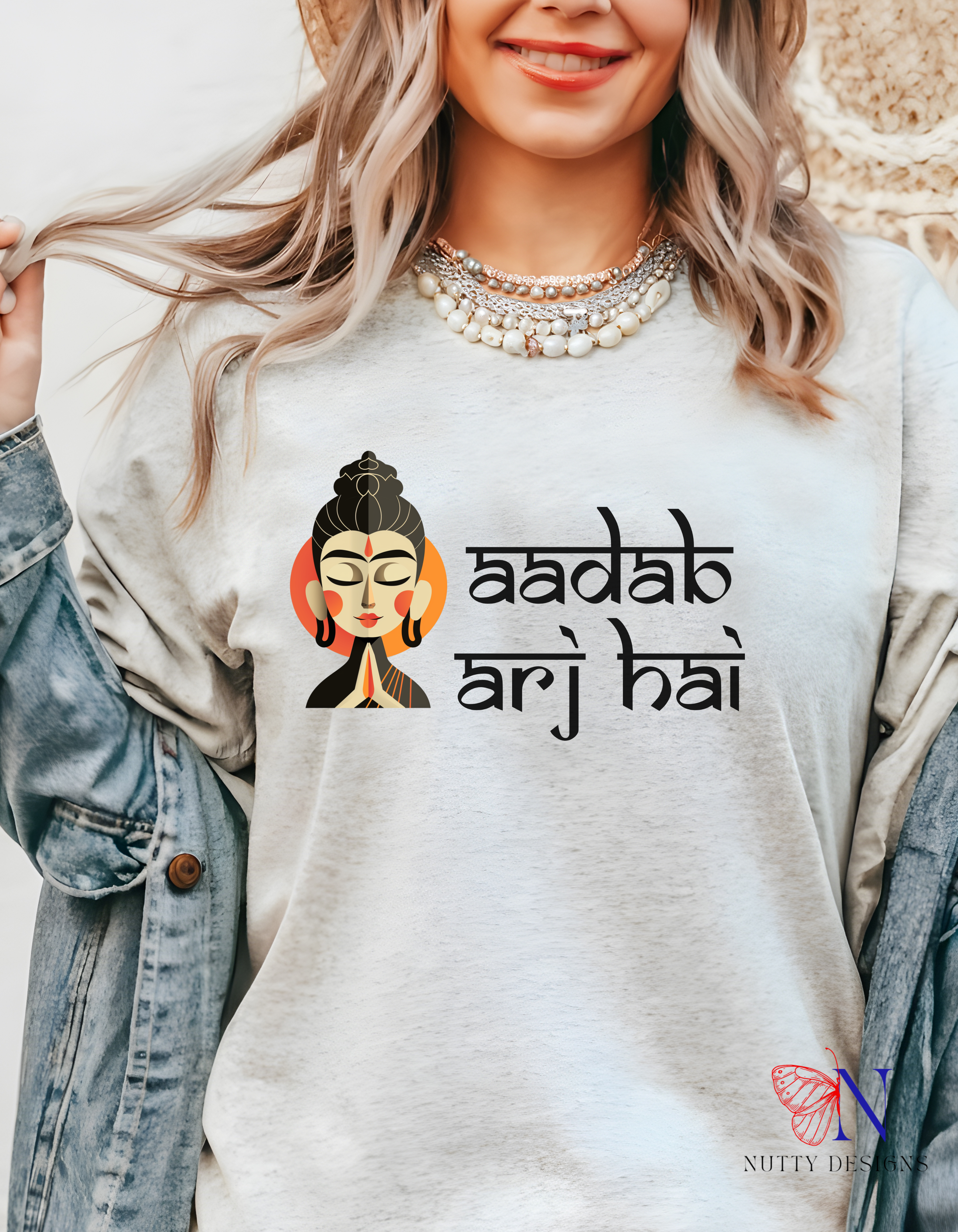 Aadab Arj Hai T-Shirt Lifestyle Mockup | Nutty Designs