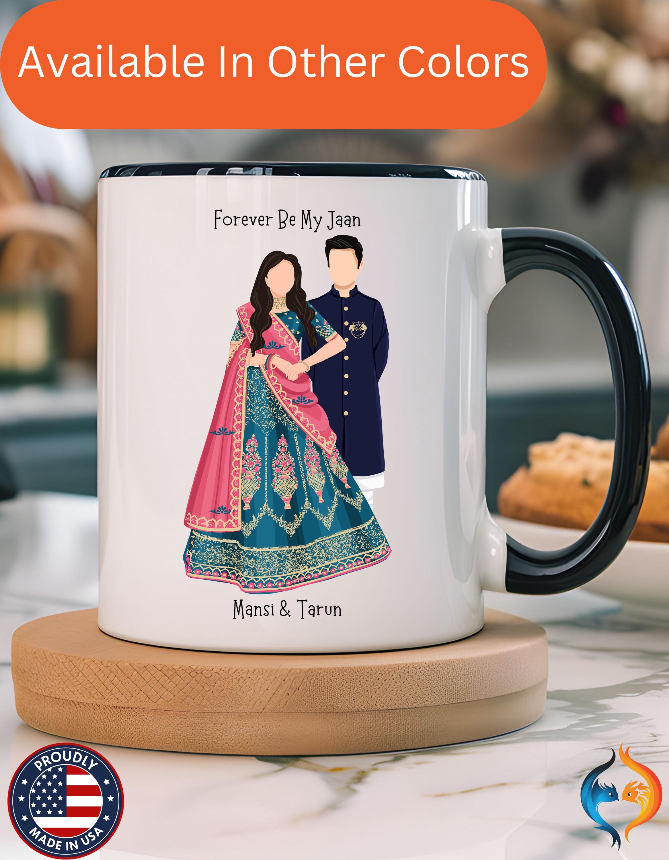 Personalized Mug, Forever Be My Jaan India Desi Couples Accent Cup 11/15oz, Anniversary Wedding Valentines Romantic, V-Day Mug, Couples Gift