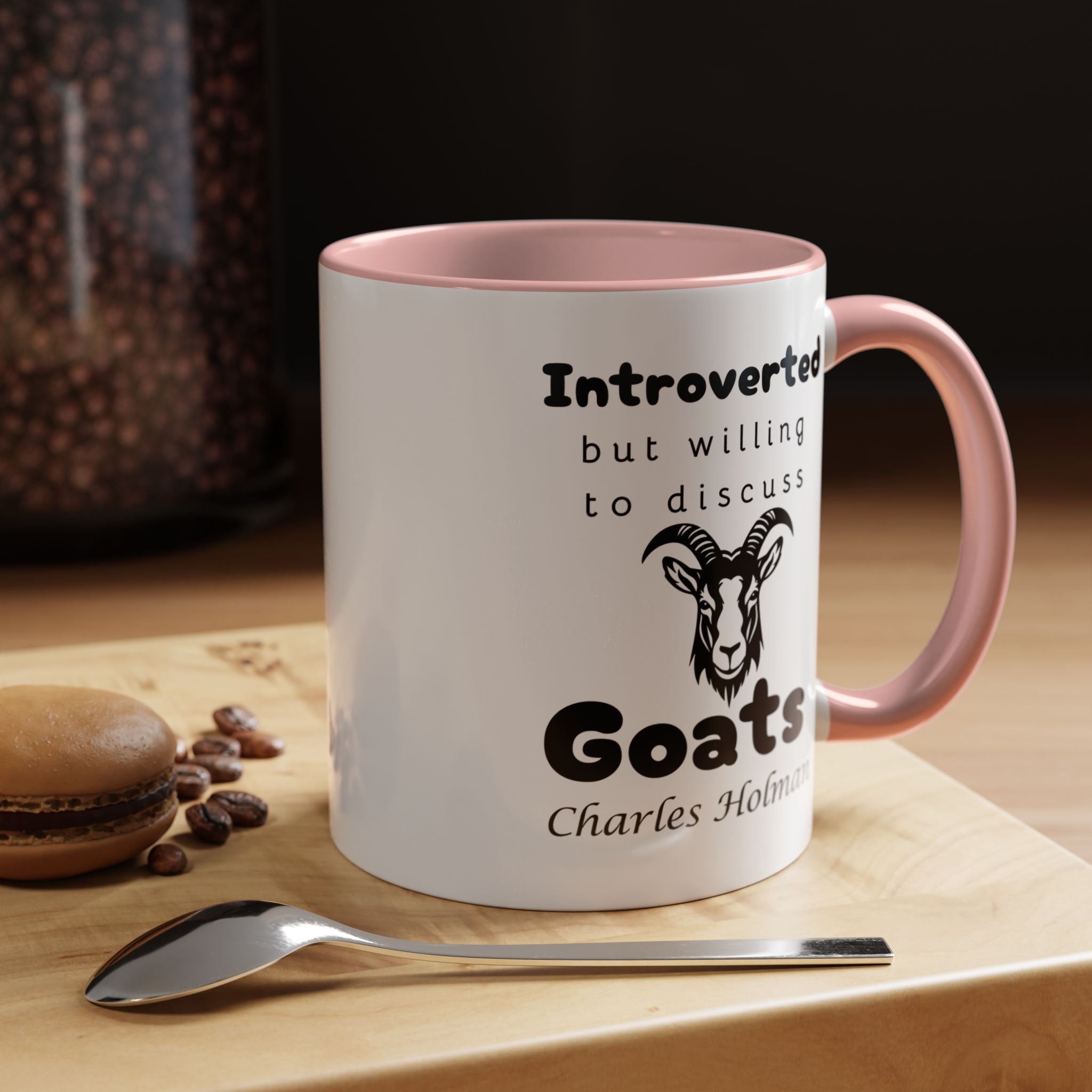 Funny Coffee Mug, Introverted But Willing To Discuss Goats Personalized Accent Coffee Mug (11 and 15oz)