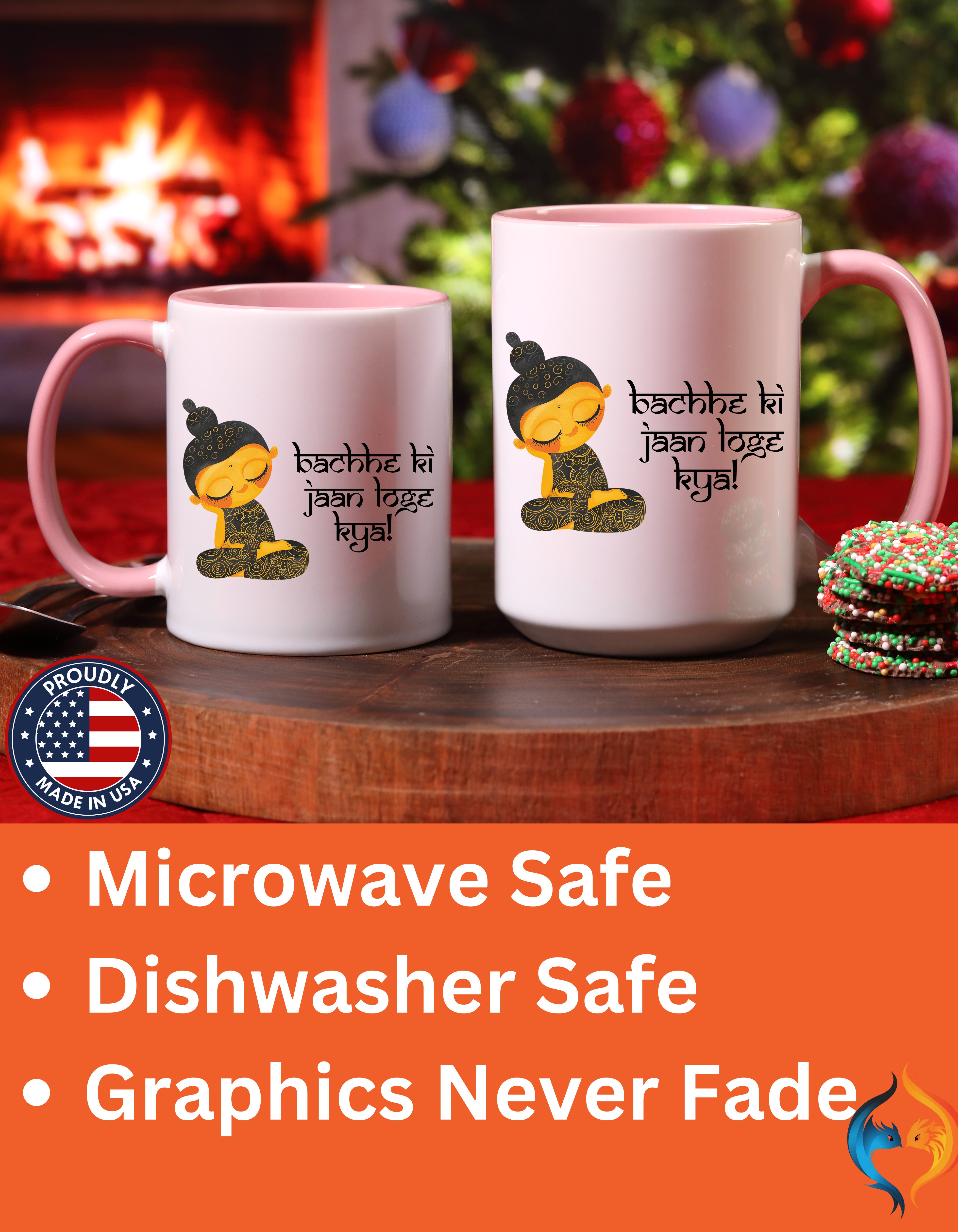 Bachhe Ki Jaan Loge Kya Pink accent mug product image