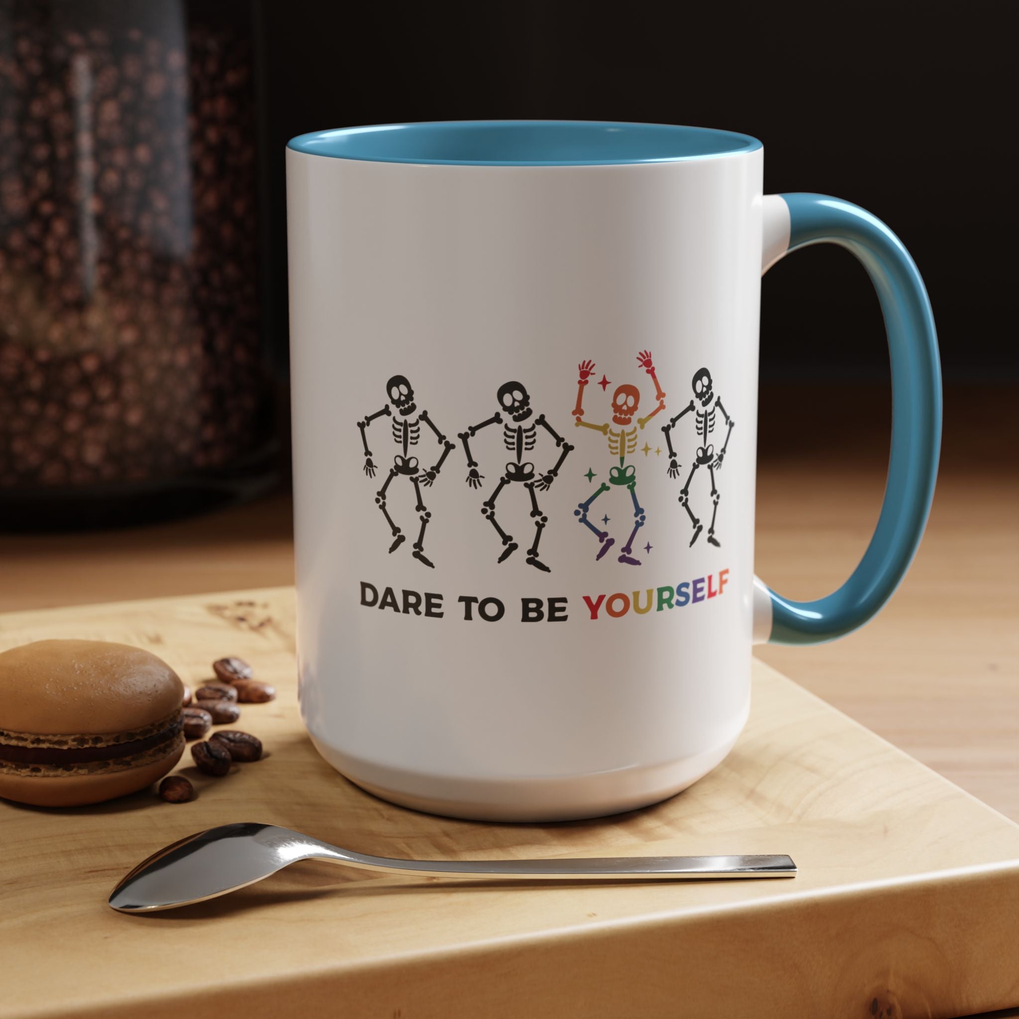 Funny Coffee Mug, Personalized Mug, Dare To Be Yourself, LGBTQ Support,  Accent Cup (11, 15oz), Gift Under 20, White Elephant gift