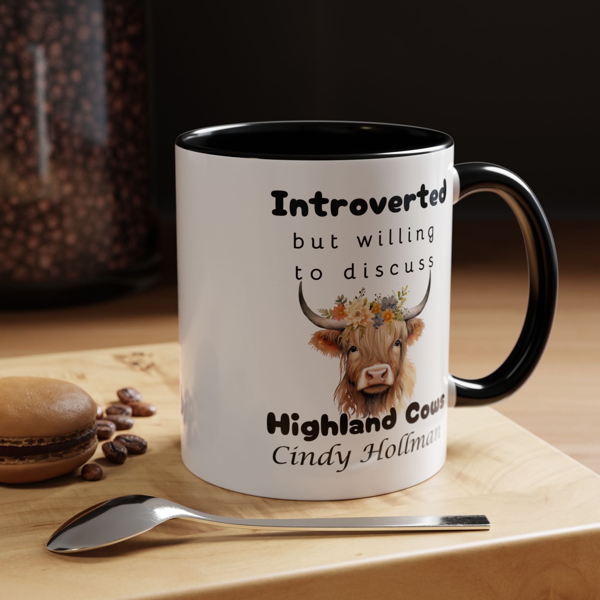 Funny Introverted Highland Cow Accent Coffee Mug (11, 15oz)