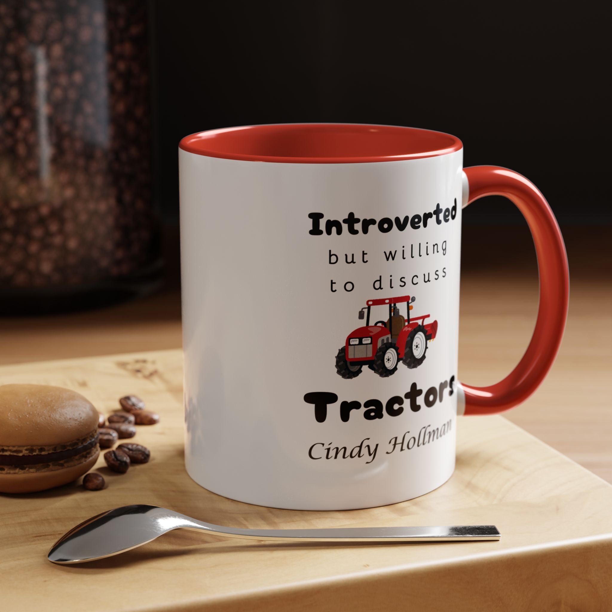 Introverted But Willing To Discuss Tractors Personalized Accent Coffee Mug (11 and 15oz)