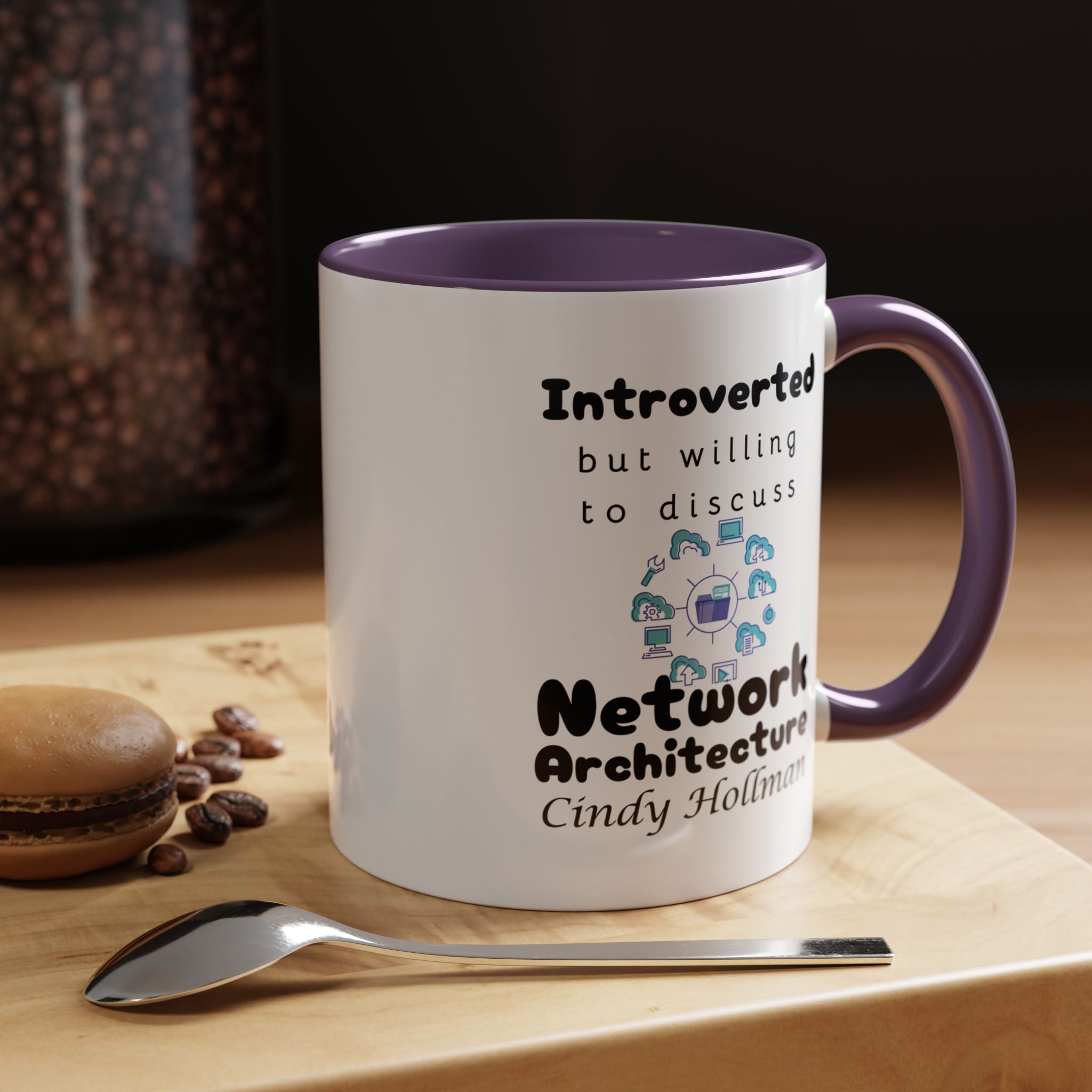 Introverted But Willing To Discuss Network Architecture Personalized Accent Coffee Mug (11 & 15oz) For Network Architects, Nerds, Geeks