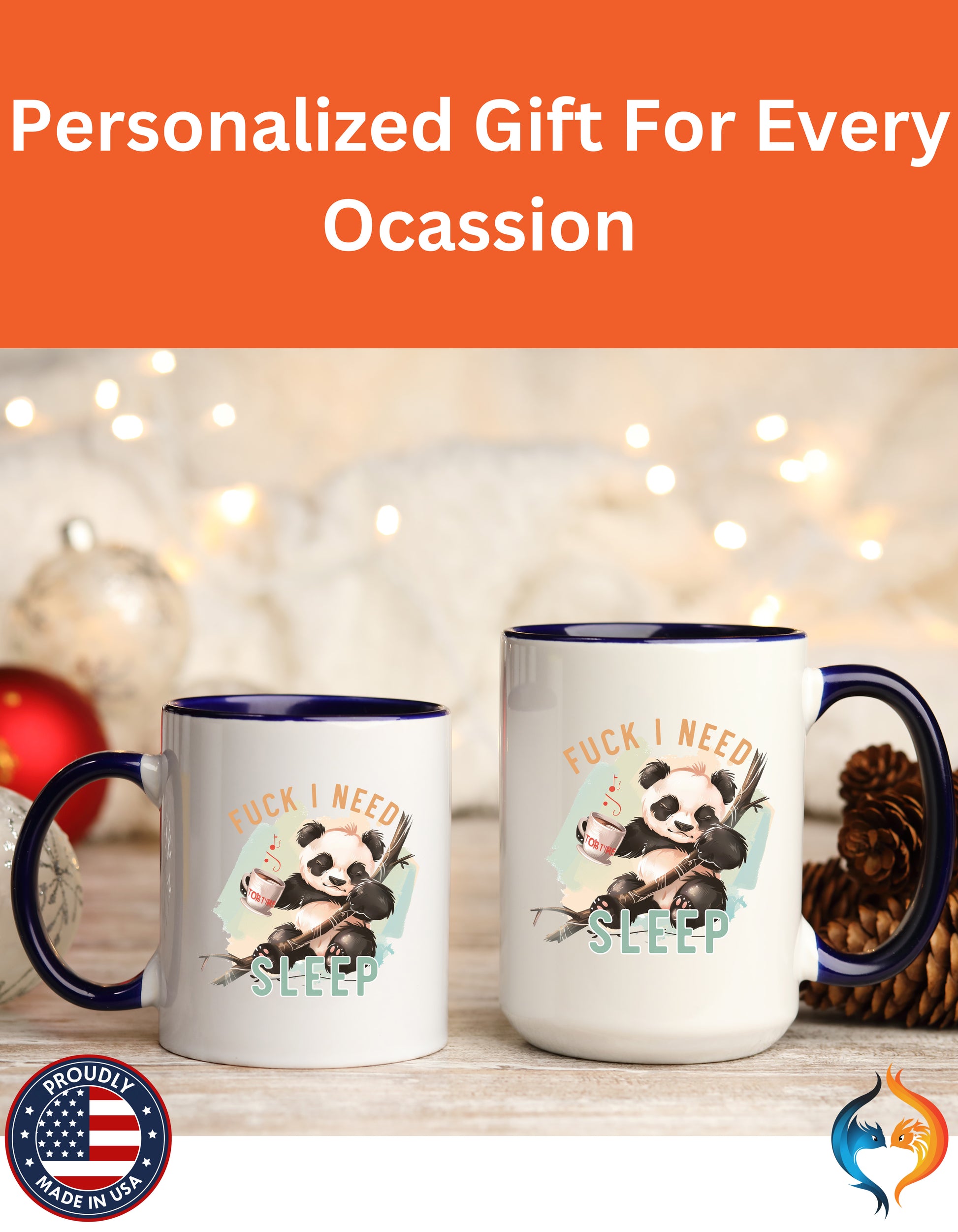 Cute Panda Fuck I Need Sleep Mug Lifestyle Mockup | Nutty Designs