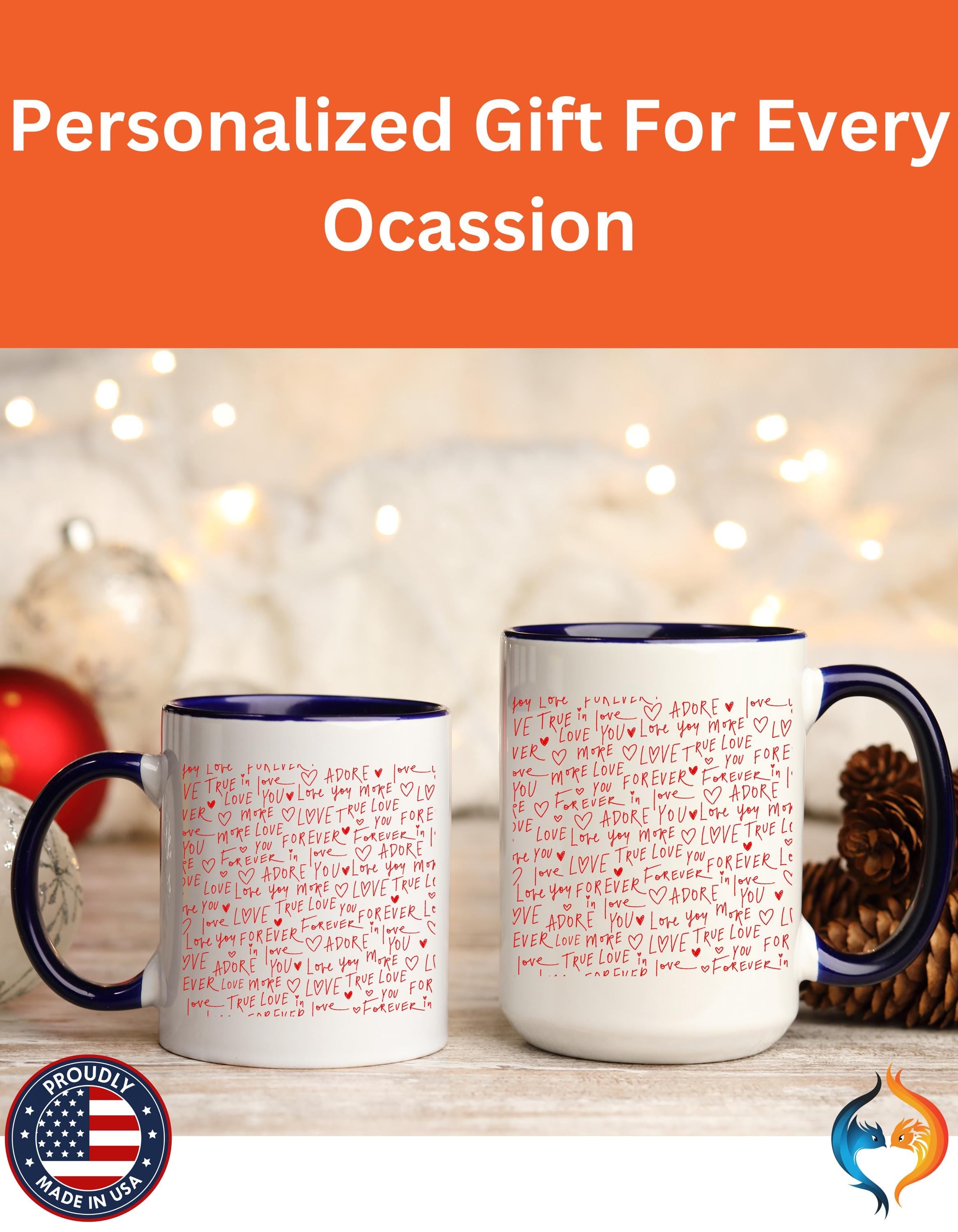 Personalized Mug for Couples | Love Wall Romantic 11/15oz Accent Cup | Perfect Anniversary & Valentine's Day Gift