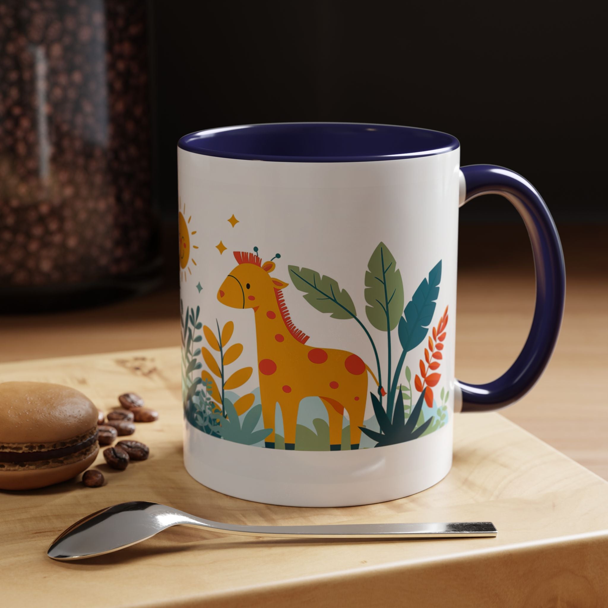 Kids Accent Coffee Mug Sizes 11oz and 15oz, Theme My Jungle Friends