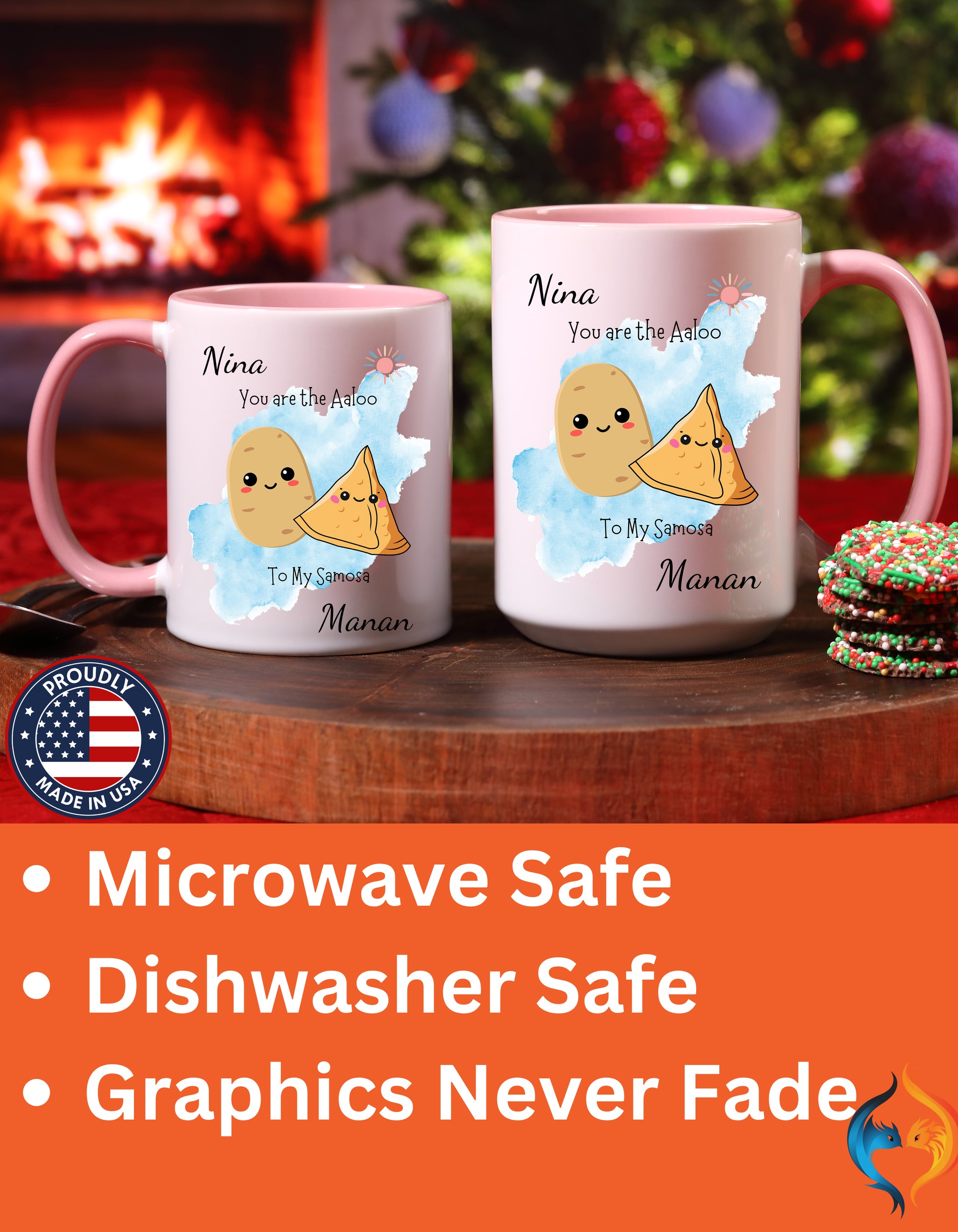 Personalized You Are The Aaloo To My Samosa Accent Mug - Pink accent mug