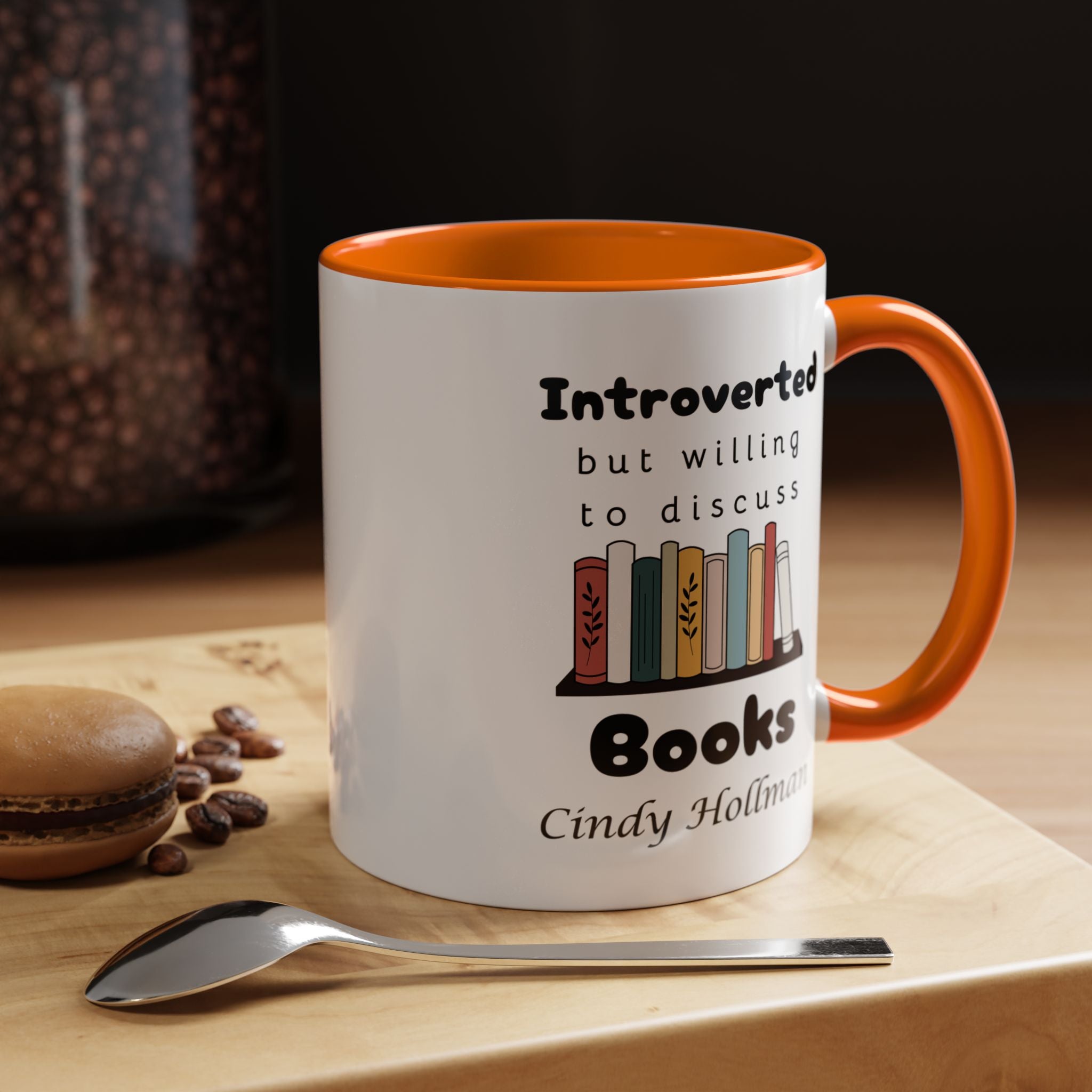 Introverted But Willing To Discuss Books Personalized Accent Coffee Mug (11 and 15oz)