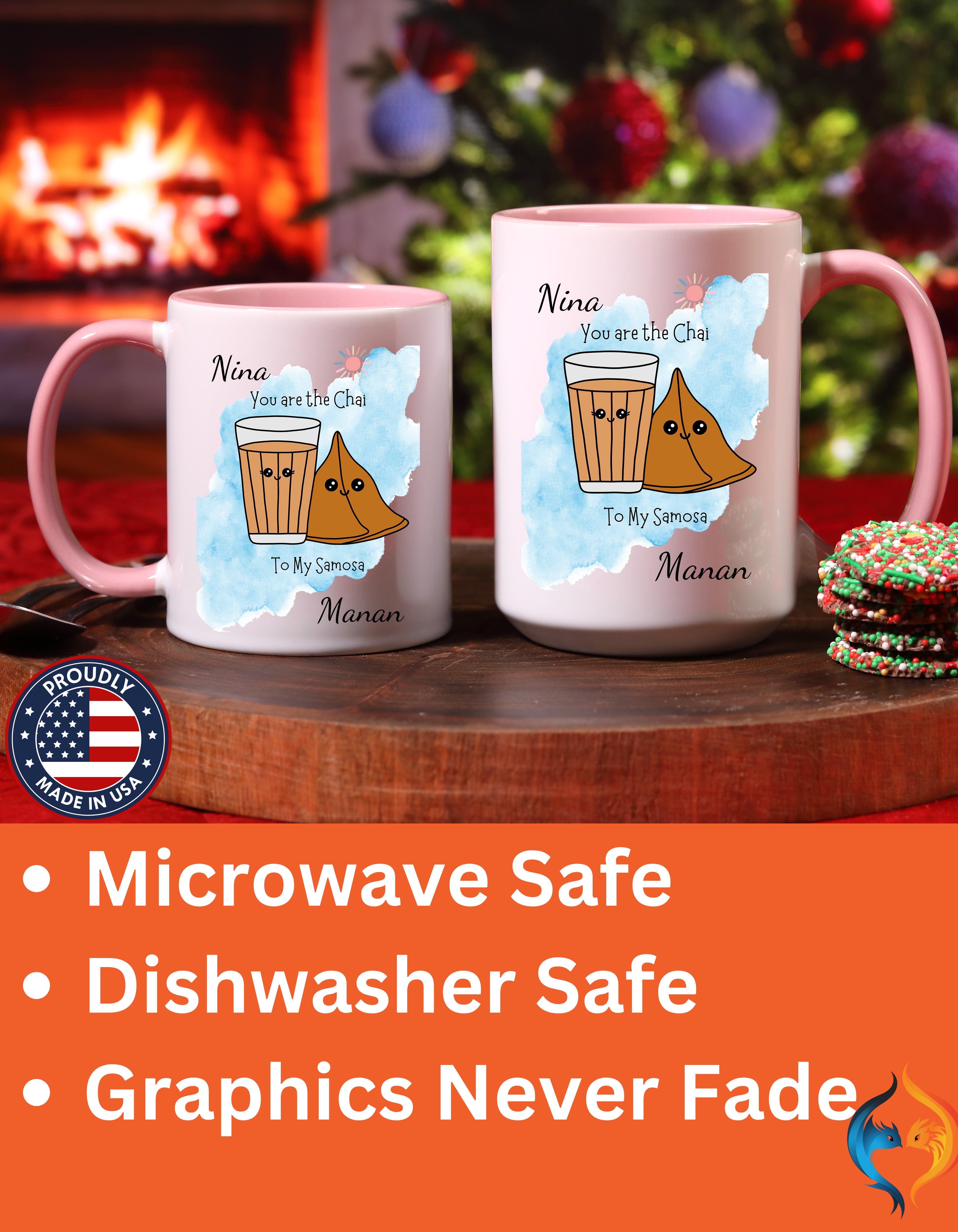 Personalized You Are The Chai To My Samosa Accent Mug - Pink accent mug
