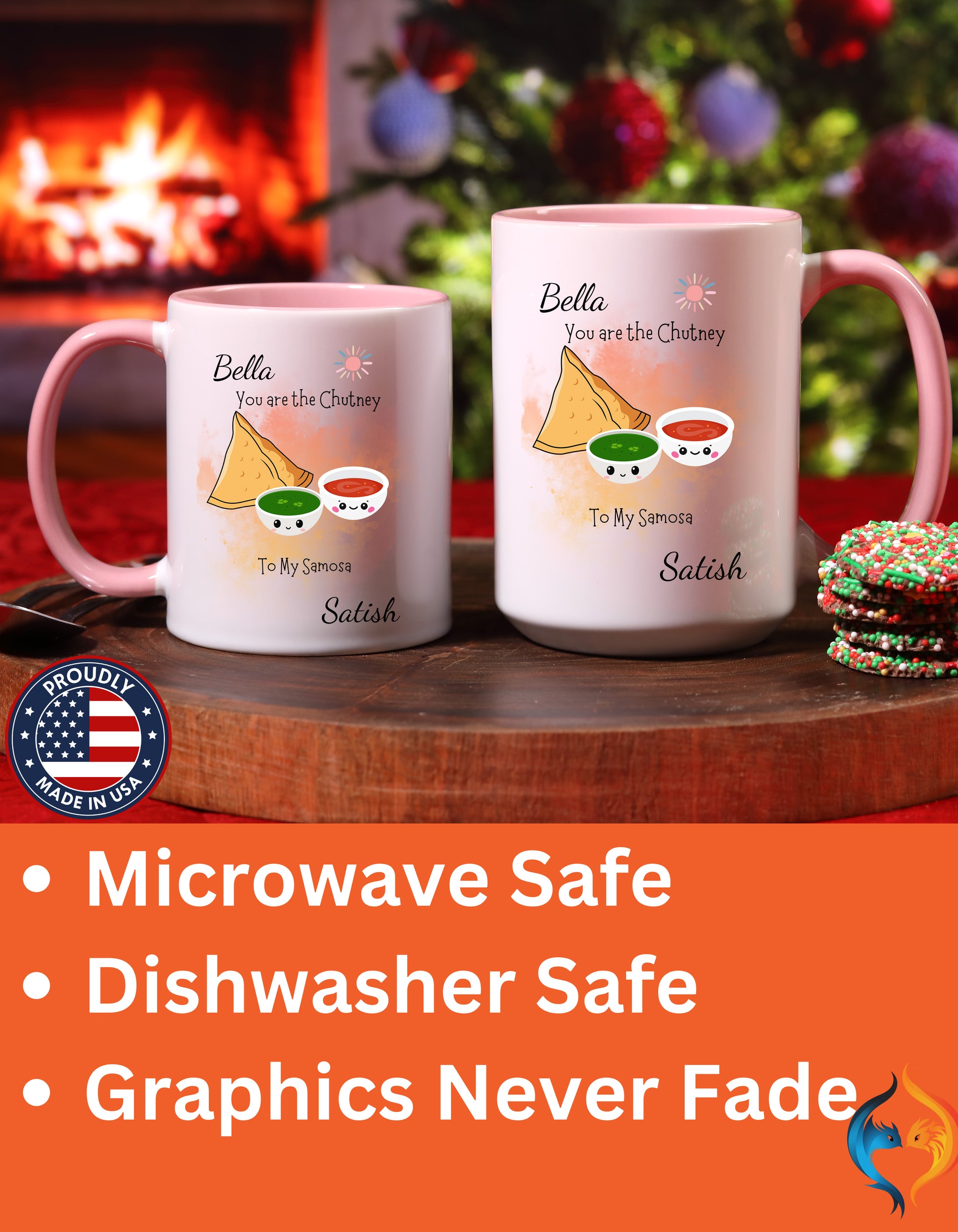Personalized You Are The Chutney To My Samosa Accent Mug - Pink accent mug