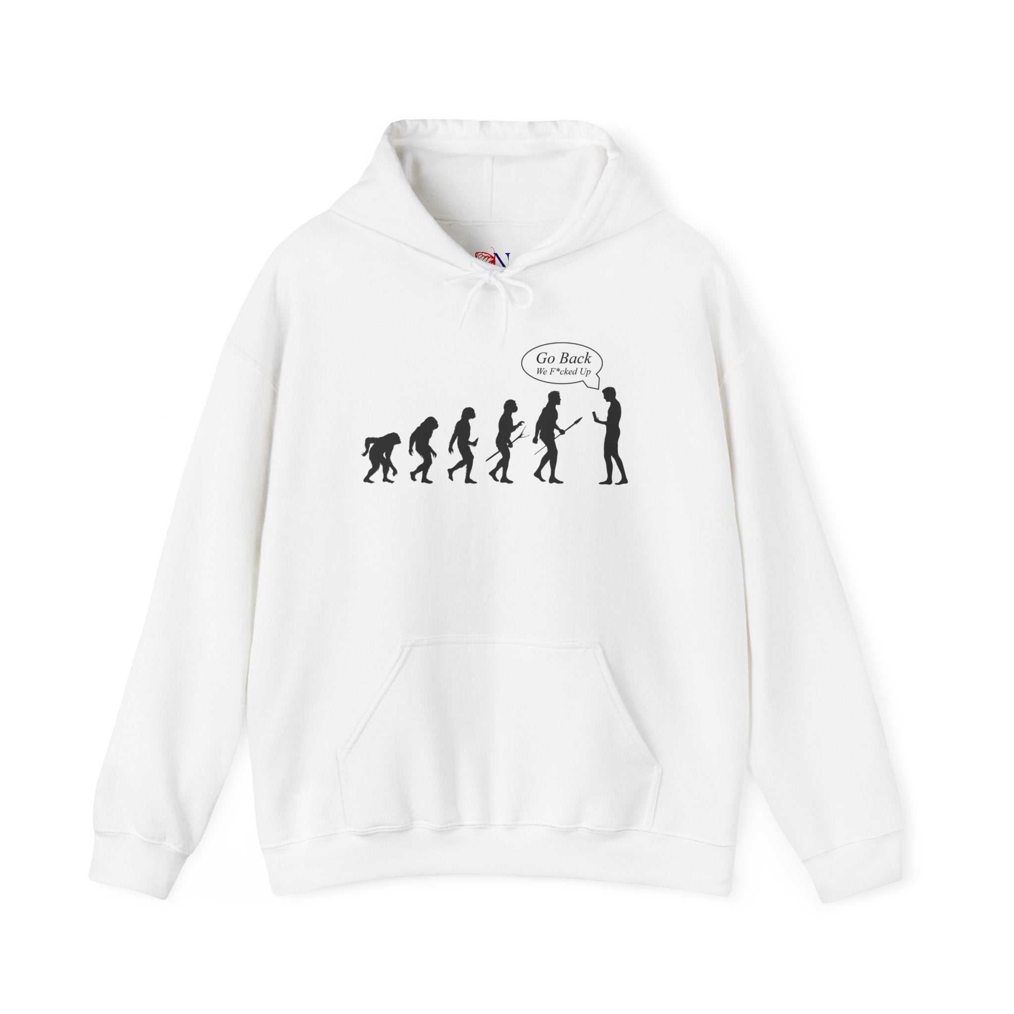 Evolution Graphic Hoodie – "Go Back" Satirical Evolution Sweatshirt