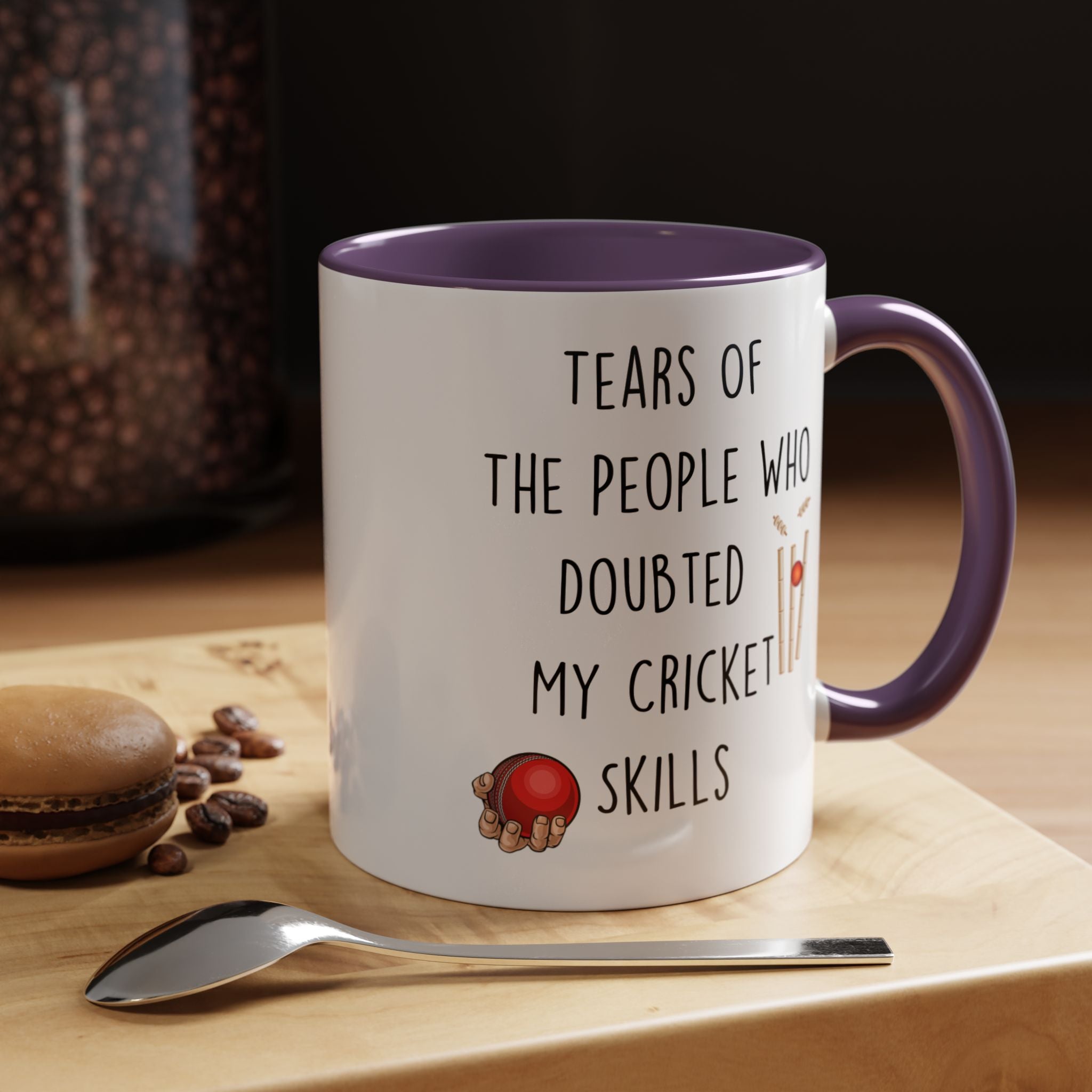 Funny Coffee Mug, Personalized Mug, Tears Of The People Who Doubted My Cricket Skills Accent Cup (11, 15oz), Sarcastic Mug, Gift Under 20