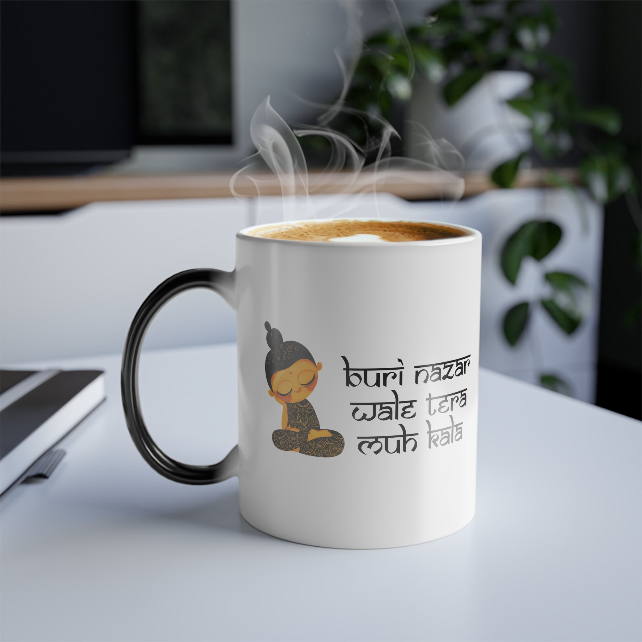 Funny Coffee Mug, Color Morphing Mug, 11oz Buri Nazar Wale Tera Muh Kala, Indian Pakistani Desi Roots, Tea Coffee Cup, gift under 20