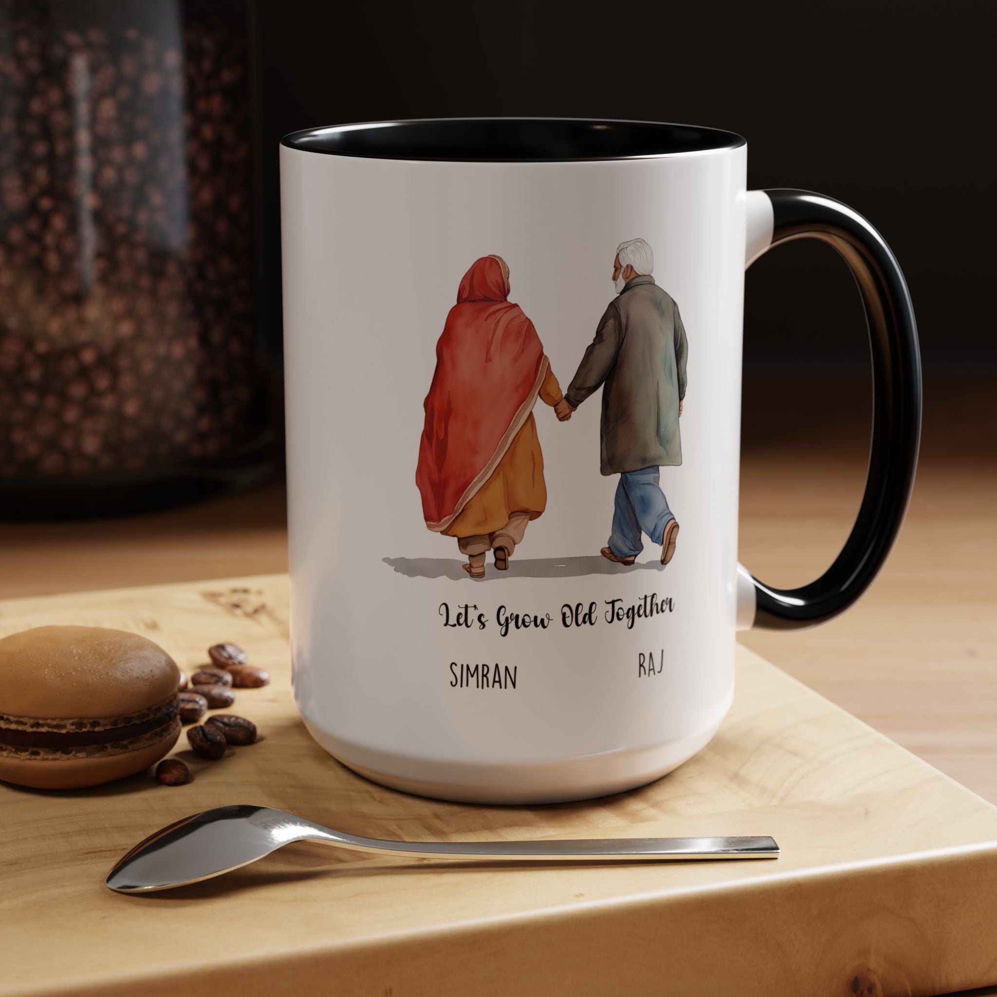 Funny Coffee Mug, Personalized Mug, Let's Grow Old Together Indian Couple Cup 11/15oz, Anniversary, Valentines, Wedding, Romantic Him her