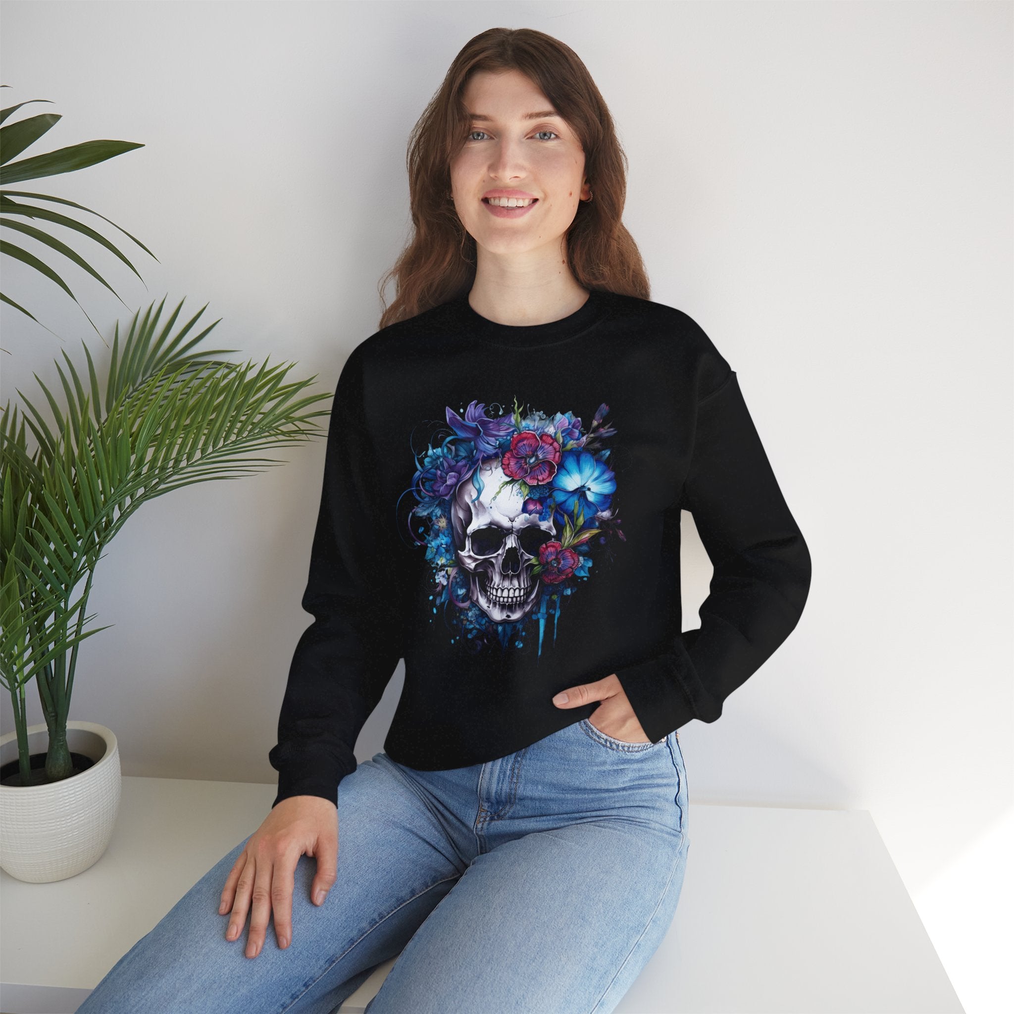 Skull Bloom, Halloween Themed Sweatshirt