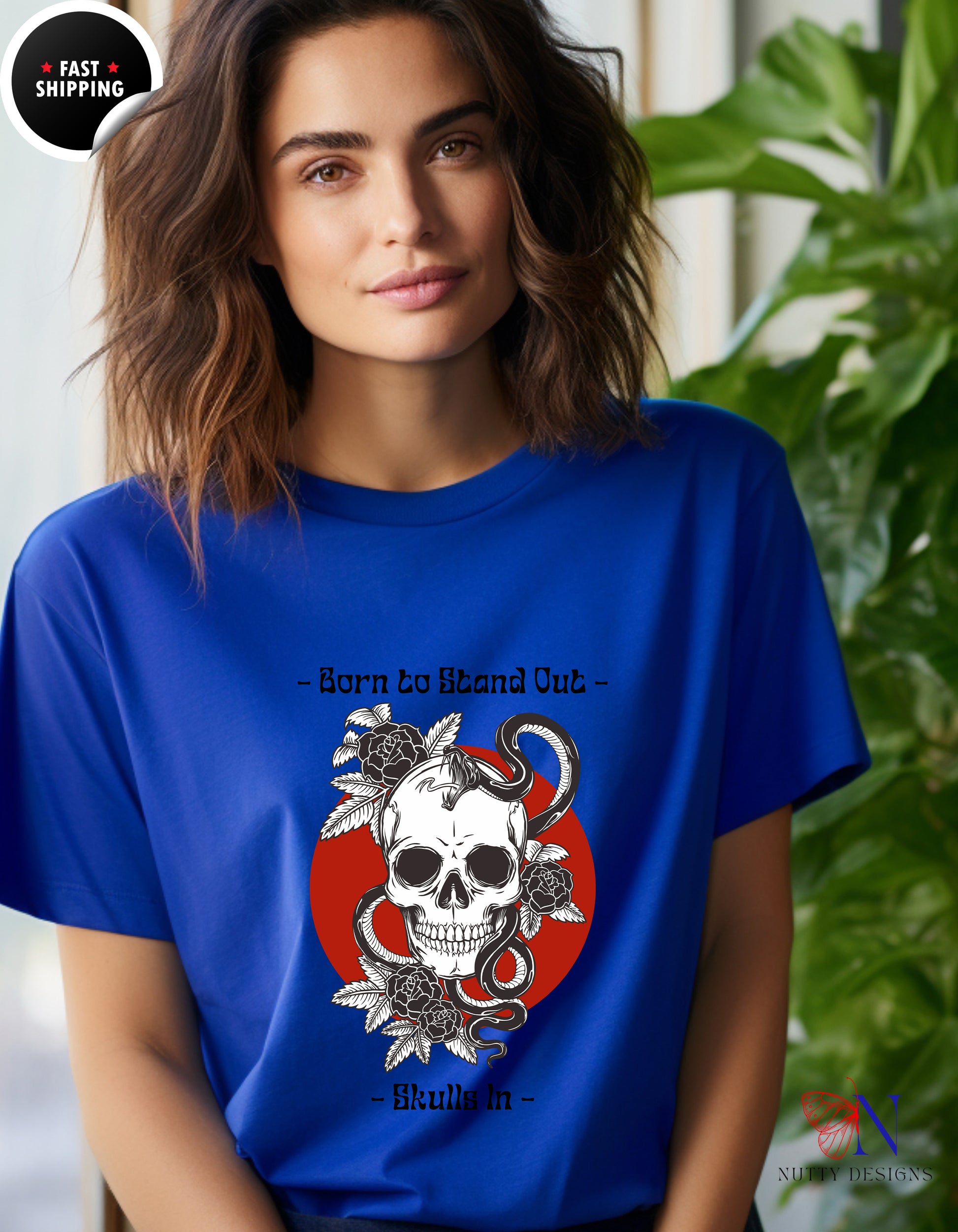 Born To Stand Out Skulls In T-Shirt Product Photo | Nutty Designs