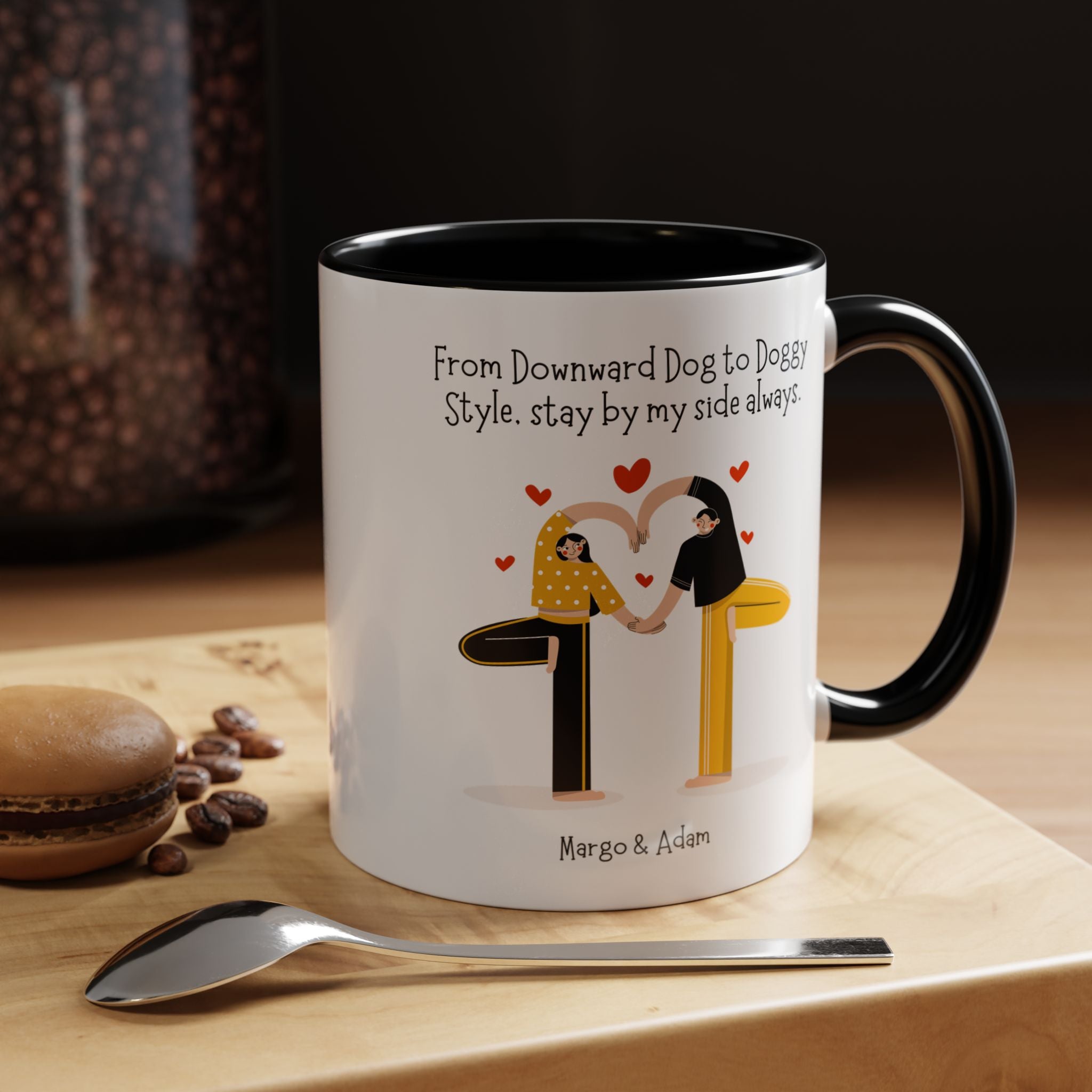 Downward Dog Yoga to Doggy Style Stay By My Side Dirty Valentine Gift, Personalized Romantic Mug, 11/15oz, Anniversary Couple V-Day Gift