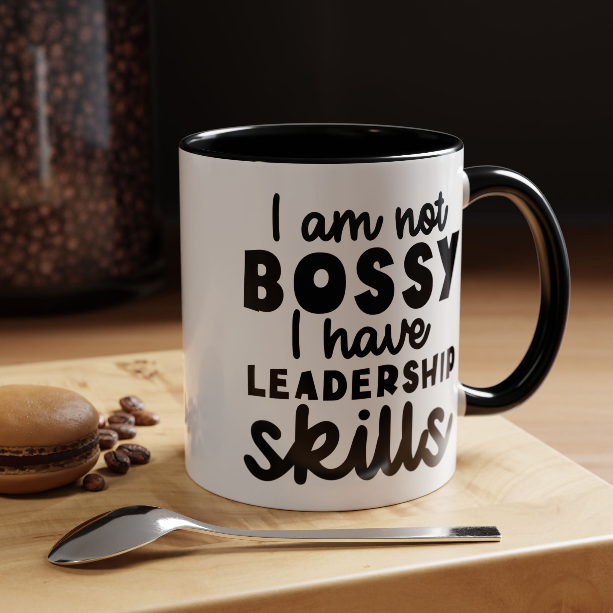 Funny Coffee Mug, Personalized Mug, I am Not Bossy I Have Leadership Skills Accent Cup (11, 15oz), Gift Under 20, White Elephant Gift