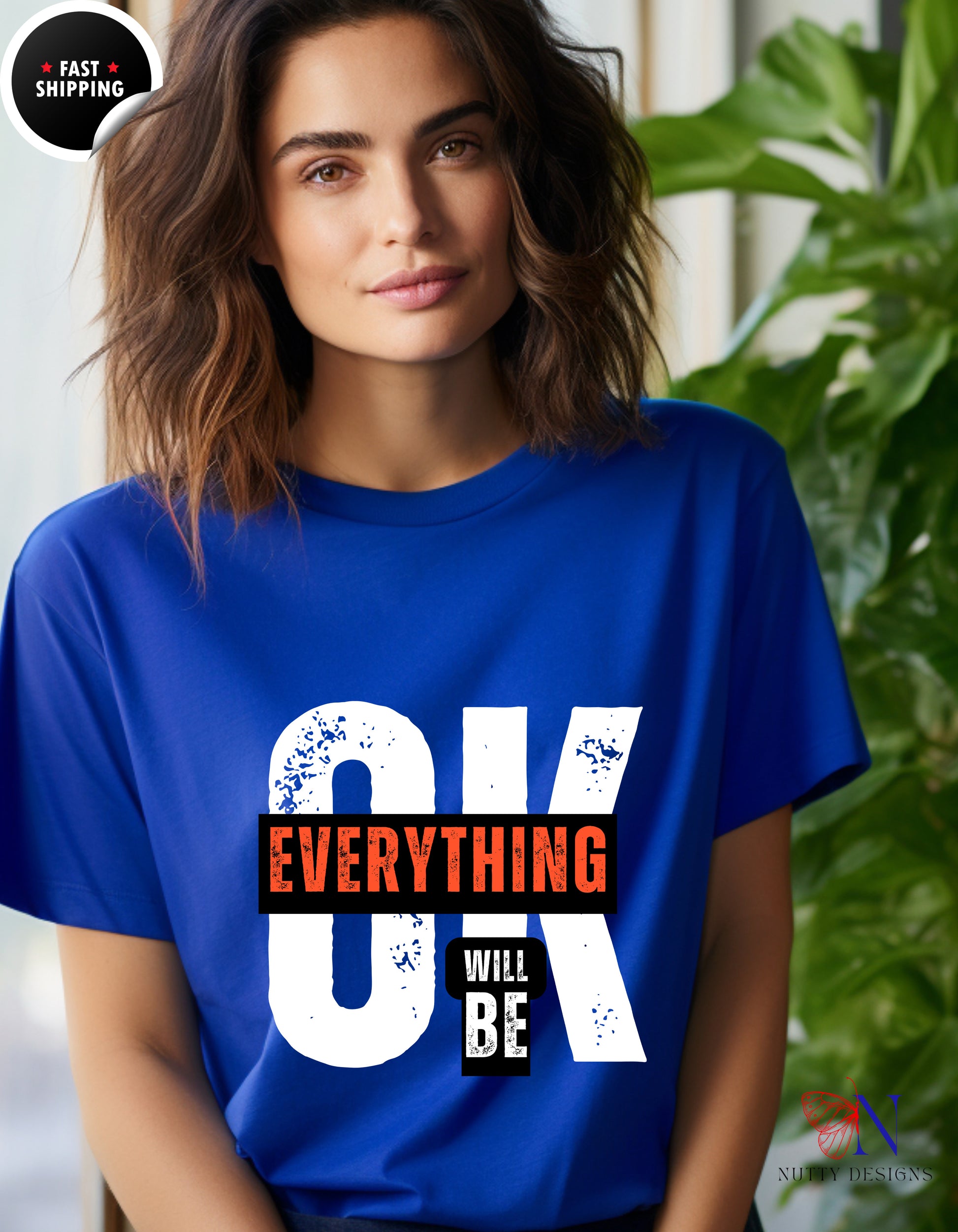 Everything Will Be Ok Positivity T-Shirt Lifestyle Mockup | Nutty Designs