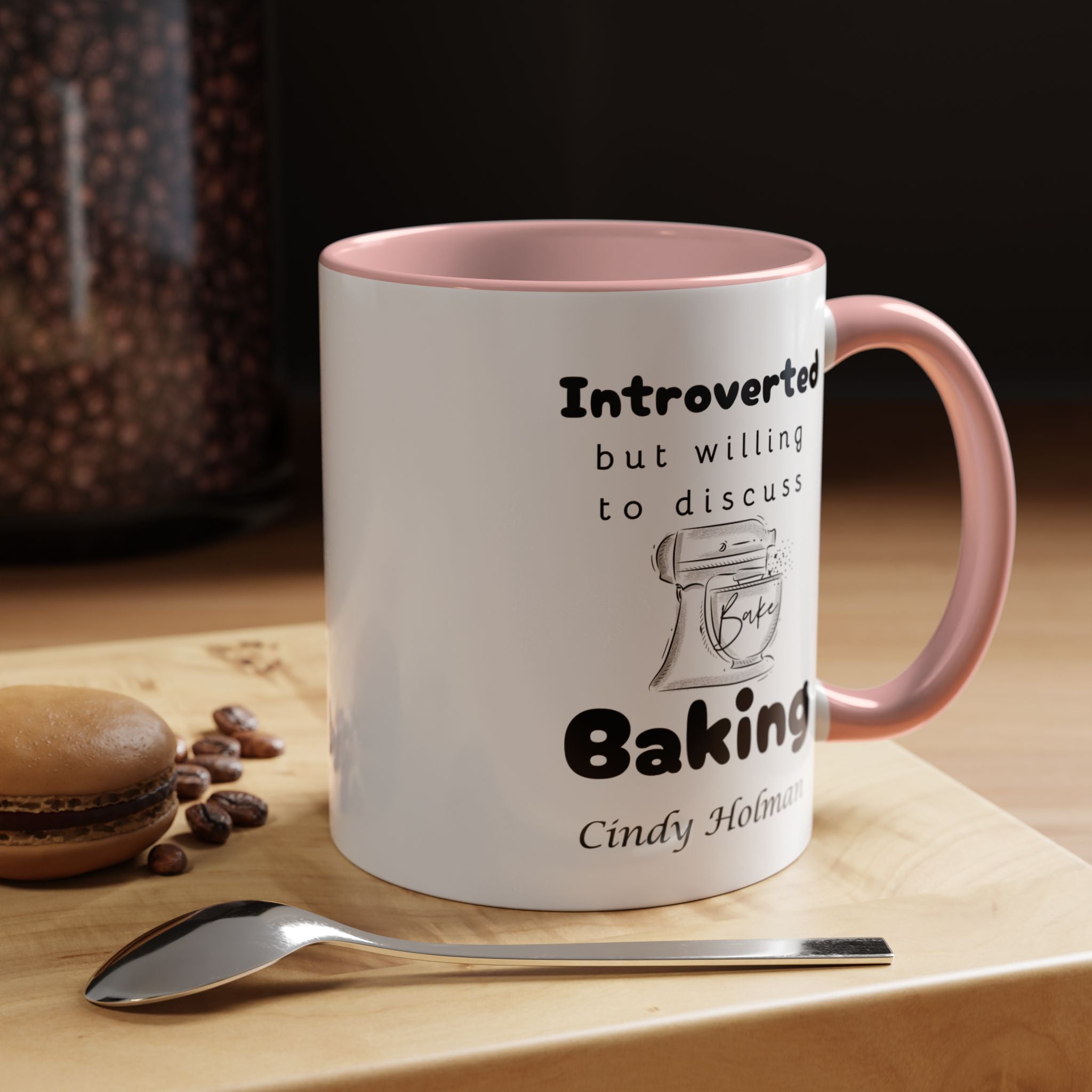 Funny Coffee Mug, Introverted But Willing To Discuss Baking Personalized Accent Coffee Mug (11 and 15oz)
