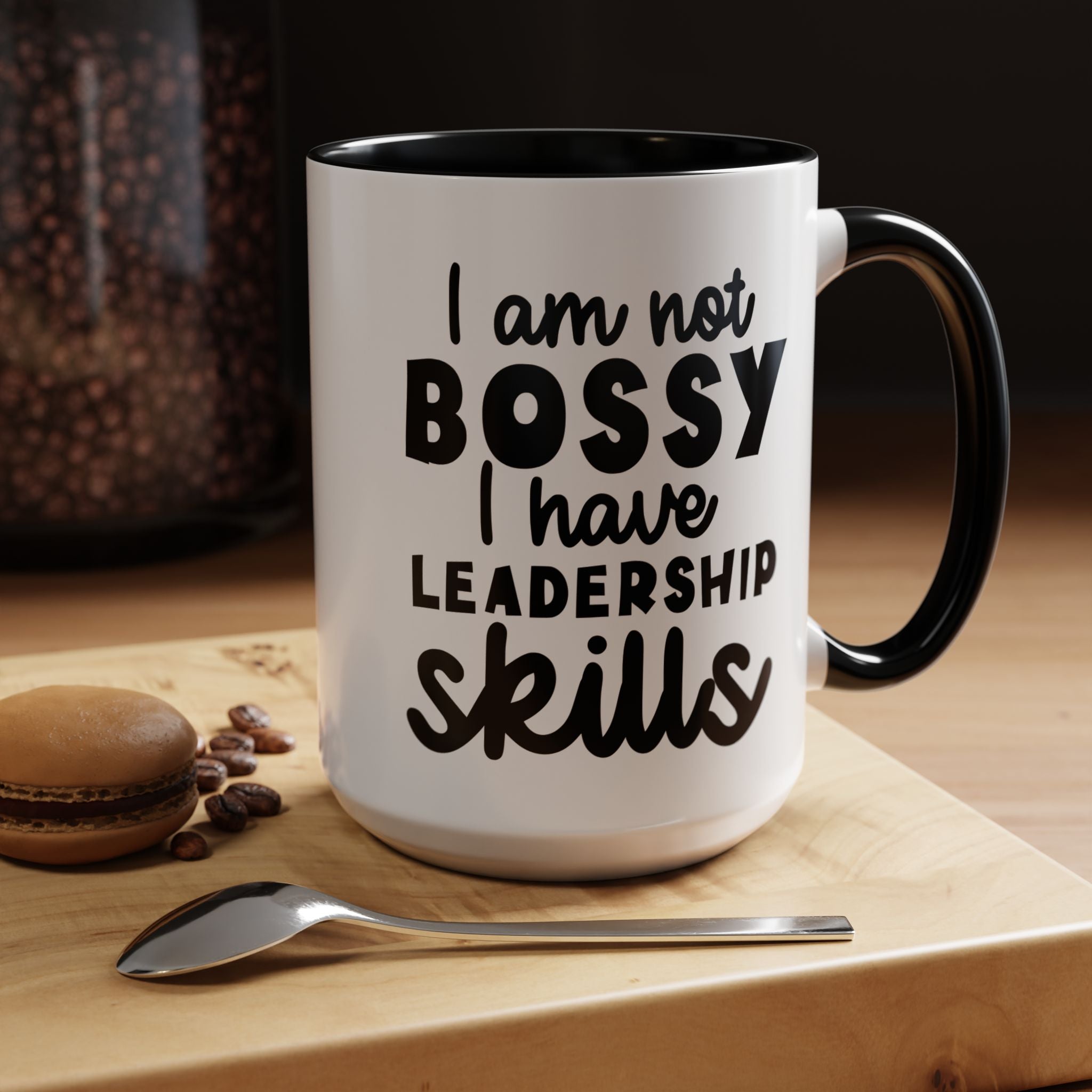 Funny Coffee Mug, Personalized Mug, I am Not Bossy I Have Leadership Skills Accent Cup (11, 15oz), Gift Under 20, White Elephant Gift