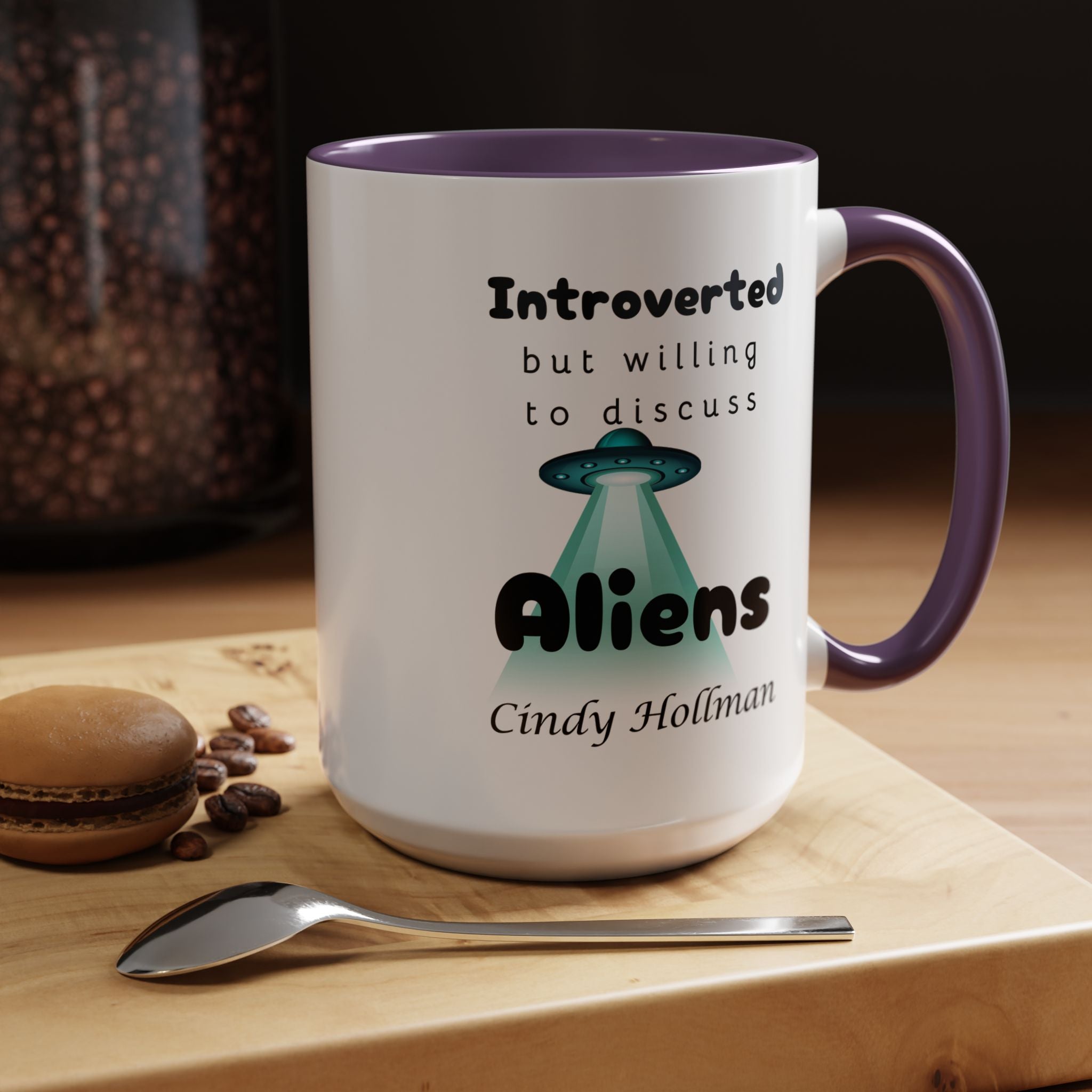 Introverted But Willing To Discuss Aliens Personalized Accent Coffee Mug (11 and 15oz)