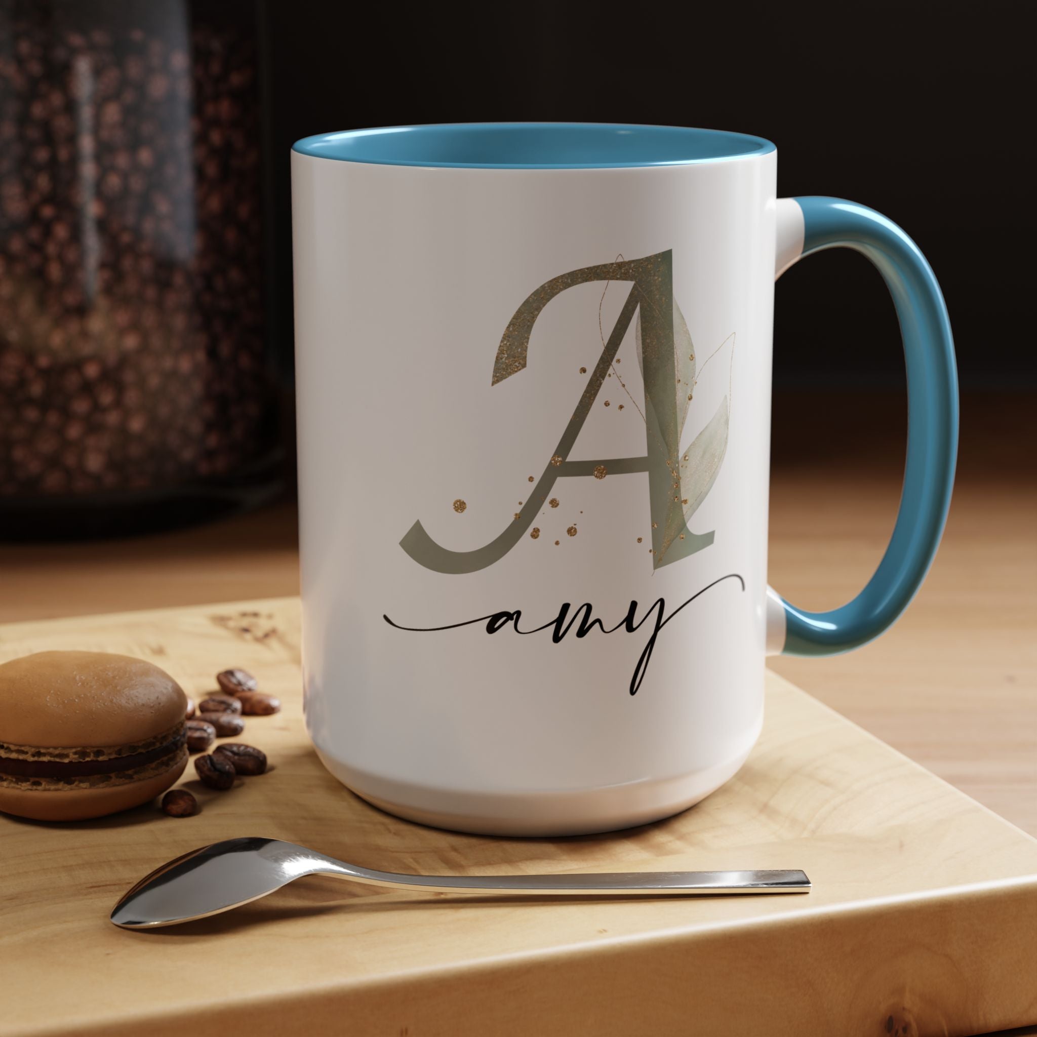 Personalized Floral Initial Coffee Mug for her, Custom Name Mug, Wedding Favor, Unique Home Décor Coffee Cup, Girlfriend Gift, Monogram Mug